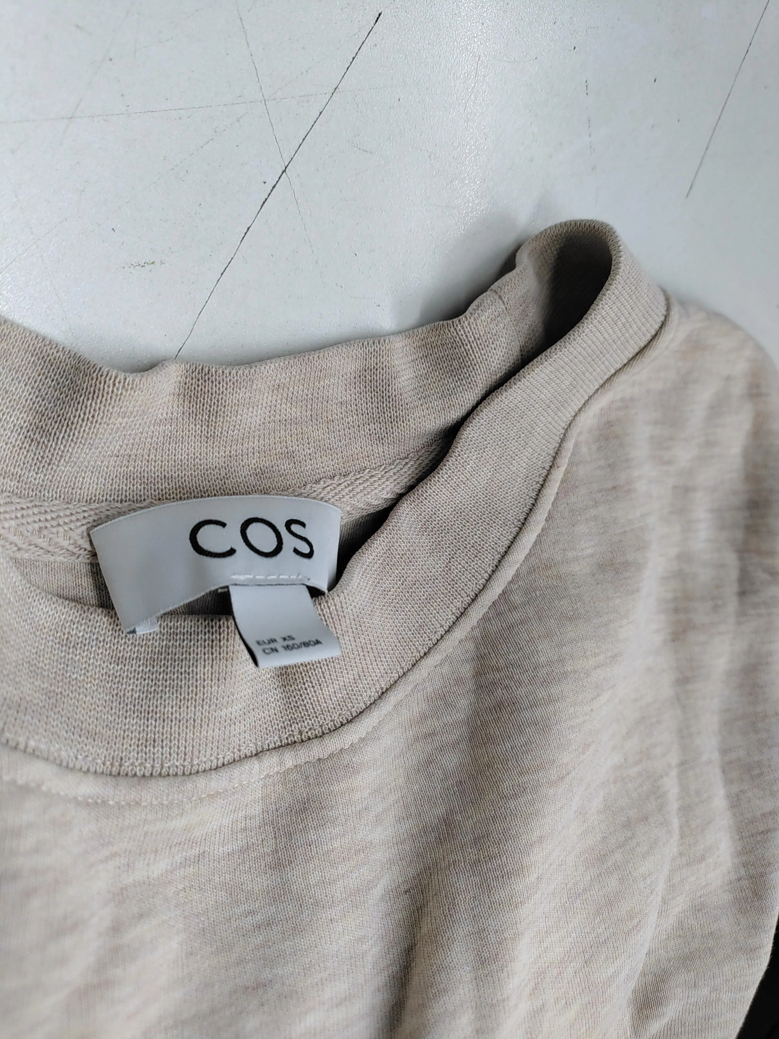 COS Women's Hoodie XS Cream Cotton with Elastane Pullover - Image 6