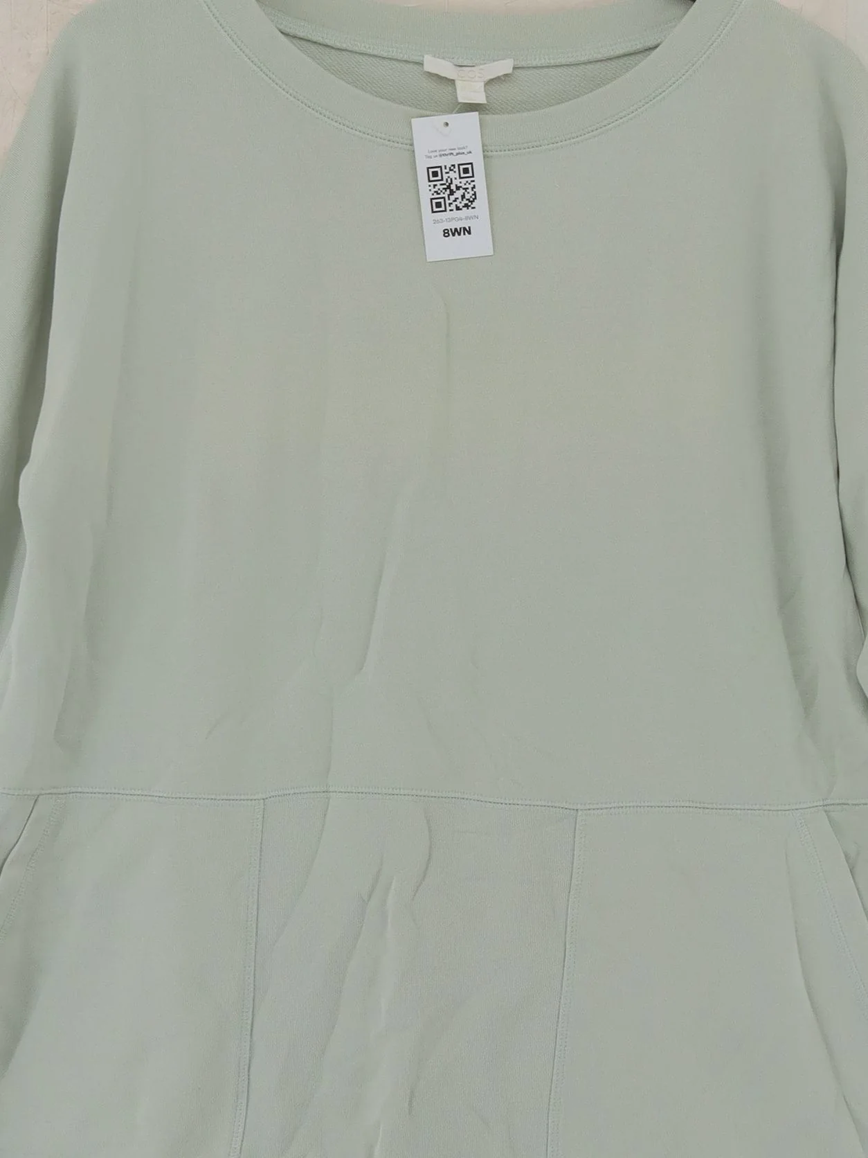 COS Women's Hoodie XS Green 100% Cotton Pullover - Image 3