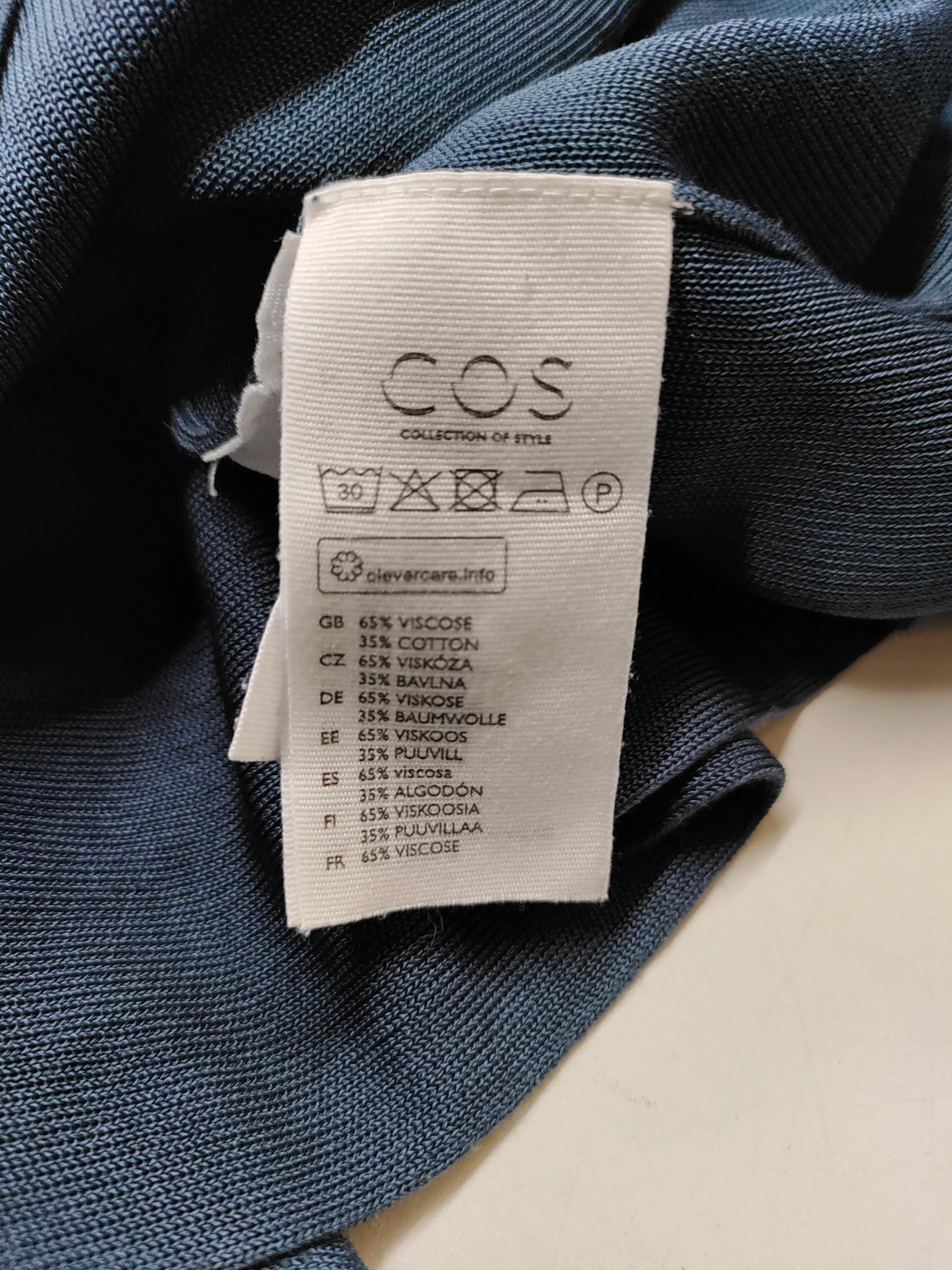 COS Women's Jumper L Blue Viscose with Cotton Mock Neck Pullover - Image 6
