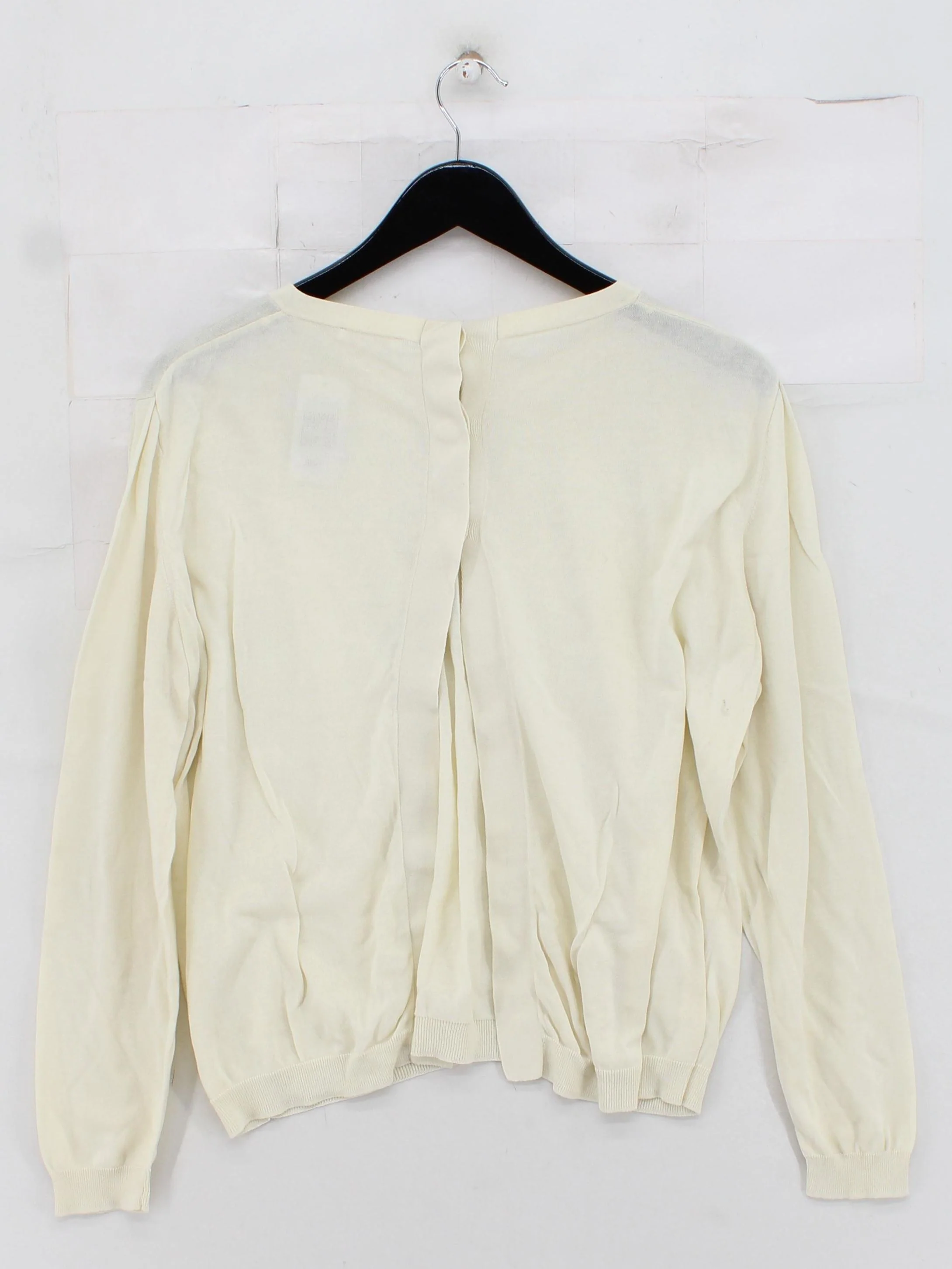 COS Women's Jumper L Cream 100% Cotton Round Neck Pullover - Image 2