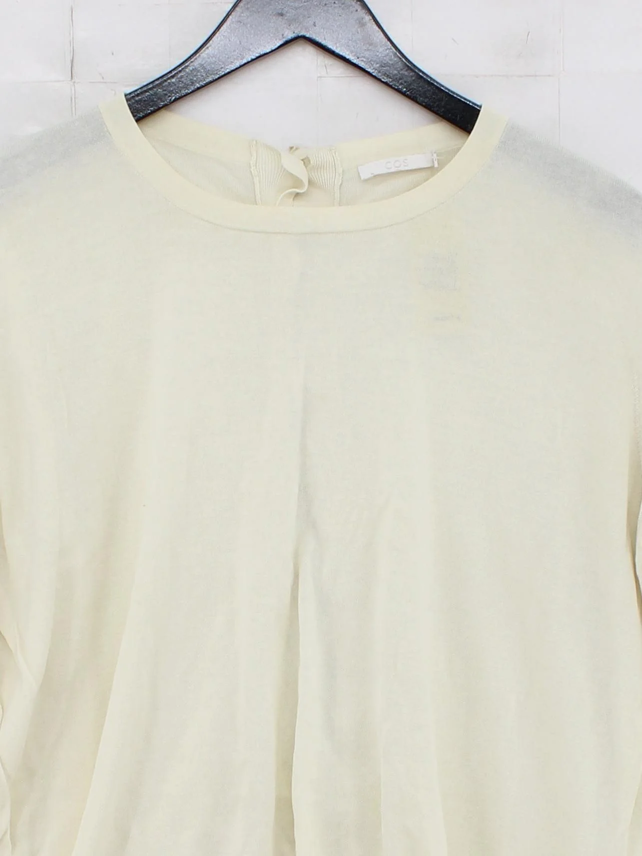 COS Women's Jumper L Cream 100% Cotton Round Neck Pullover - Image 3