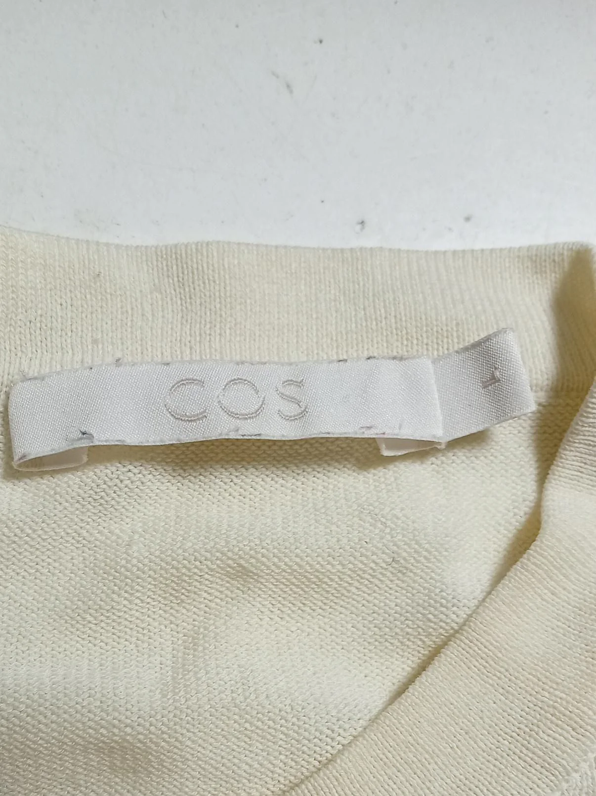 COS Women's Jumper L Cream 100% Cotton Round Neck Pullover - Image 5