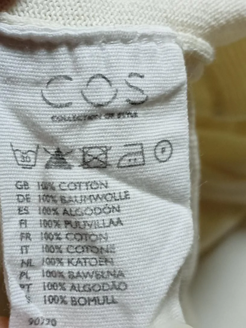 COS Women's Jumper L Cream 100% Cotton Round Neck Pullover - Image 6