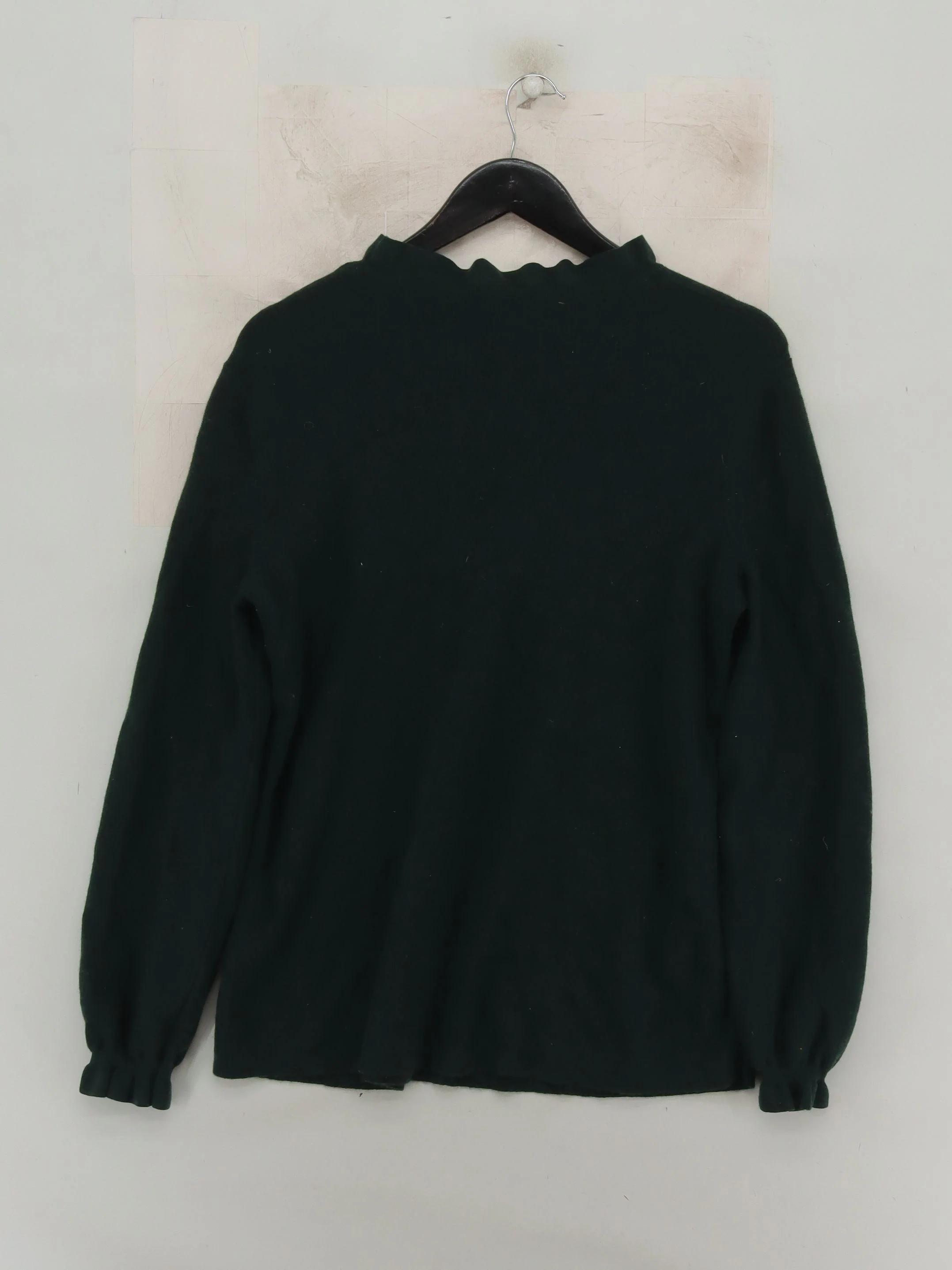 COS Women's Jumper L Green 100% Wool Mock Neck Pullover - Image 2