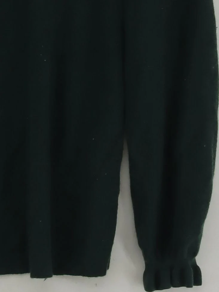 COS Women's Jumper L Green 100% Wool Mock Neck Pullover - Image 4