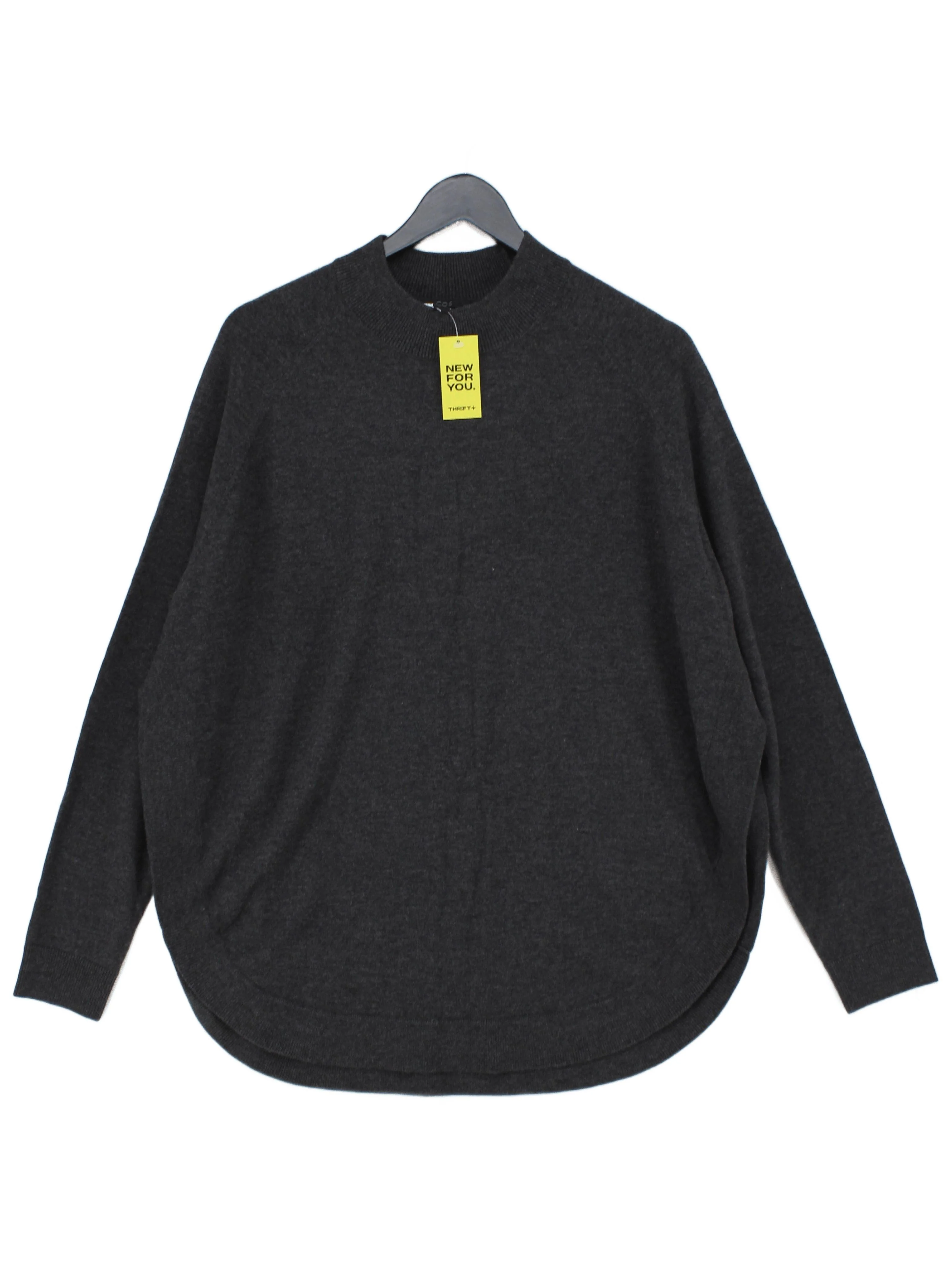 COS Women's Jumper L Grey Wool with Cashmere High Neck Pullover