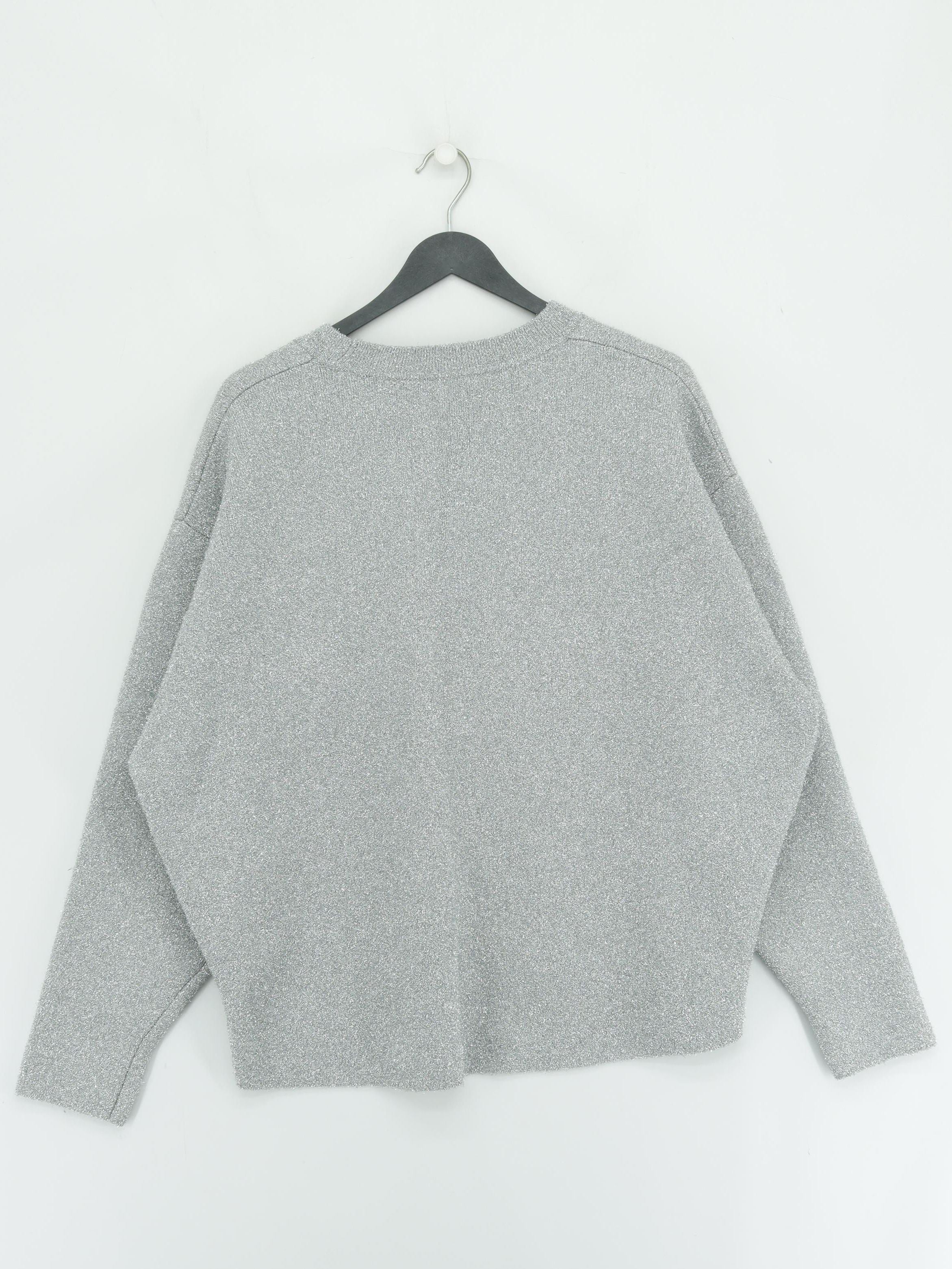 COS Women's Jumper L Silver Wool with Polyester, Polyamide, Elastane Pullover - Image 2