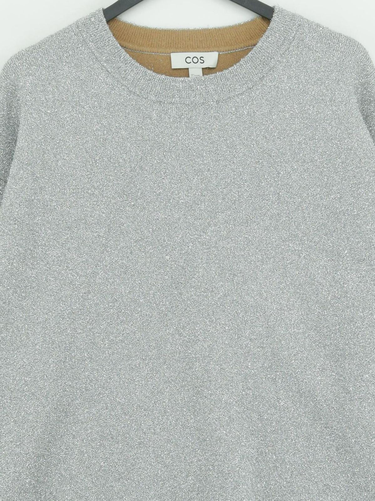 COS Women's Jumper L Silver Wool with Polyester, Polyamide, Elastane Pullover - Image 3