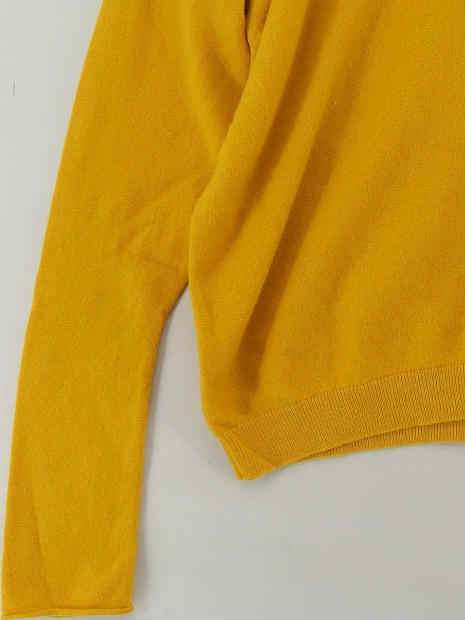 COS Women's Jumper L Yellow 100% Cashmere Roll Neck Pullover - Image 4
