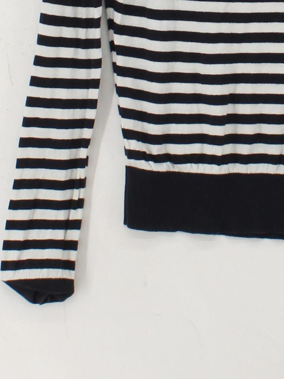 COS Women's Jumper M Black Striped 100% Cotton Round Neck Pullover - Image 4