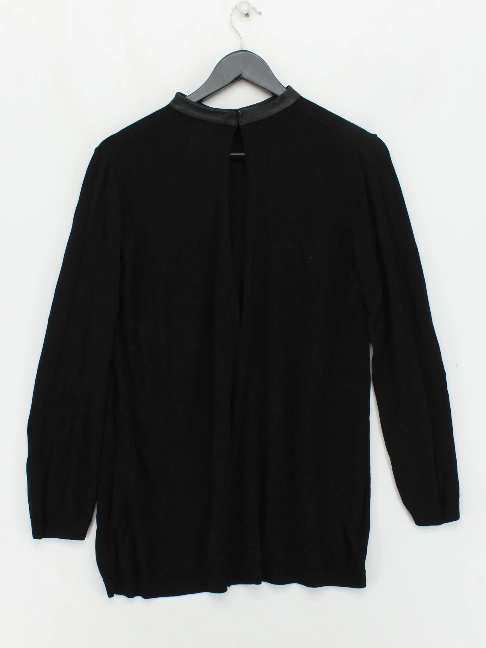 COS Women's Jumper M Black Viscose with Leather High Neck Pullover - Image 2