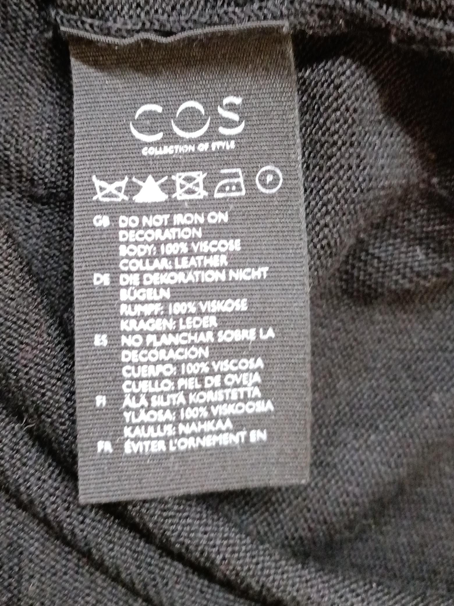 COS Women's Jumper M Black Viscose with Leather High Neck Pullover - Image 6