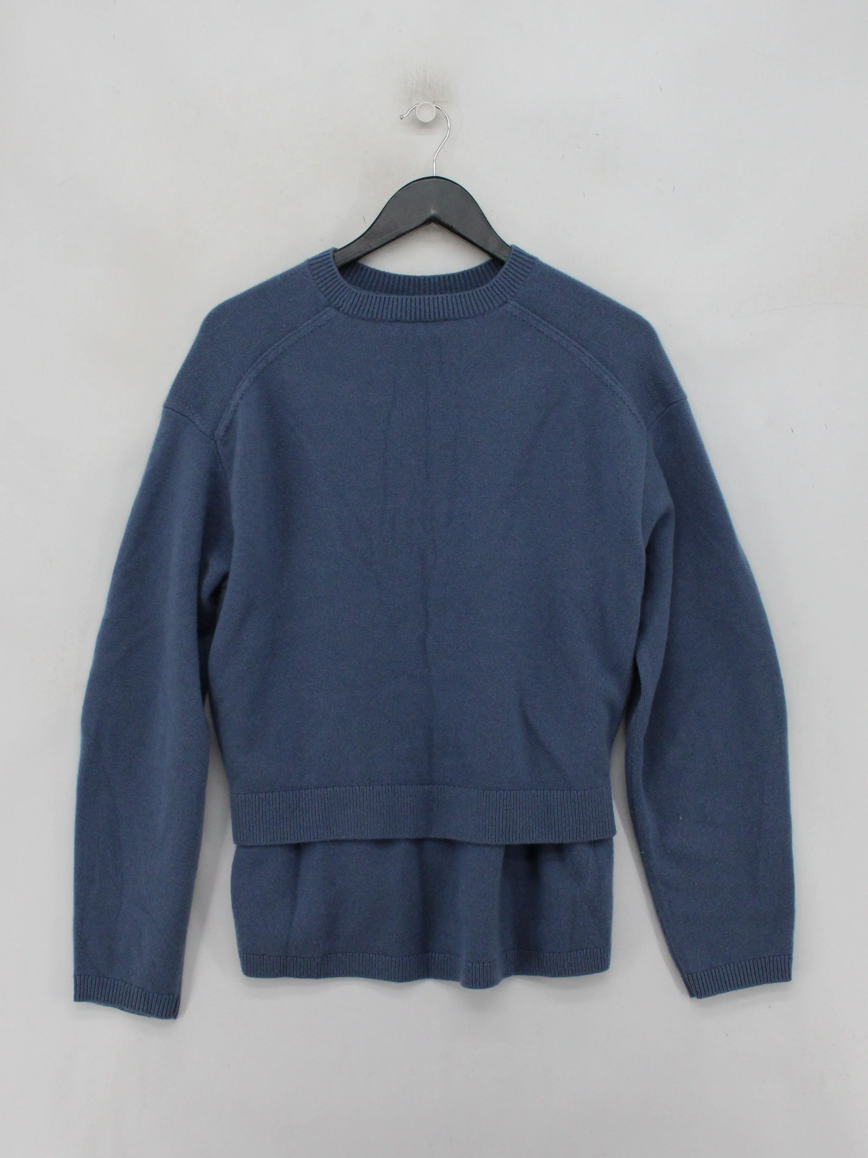 COS Women's Jumper M Blue 100% Wool Crew Neck Pullover - Image 2