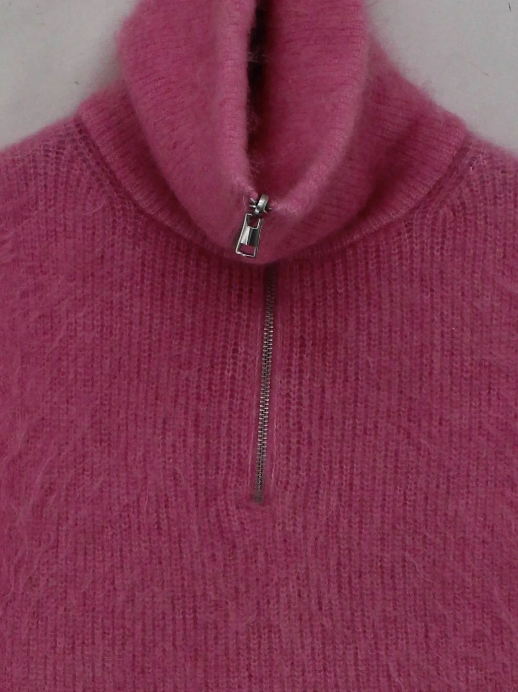 COS Women's Jumper Pink Mohair with Polyamide, Elastane High Neck Vest - Image 3