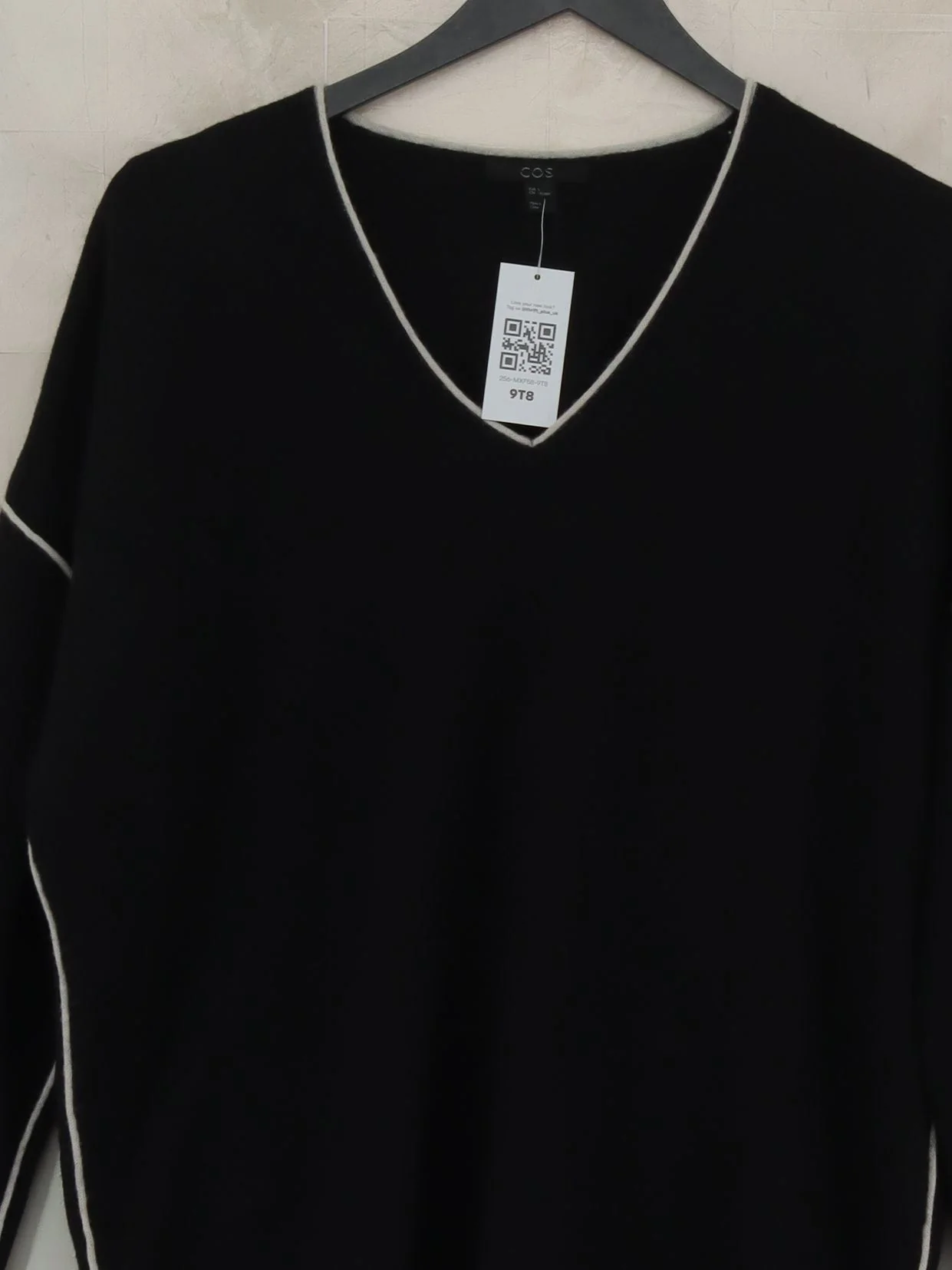 COS Women's Jumper S Black 100% Other V-Neck Pullover - Image 3