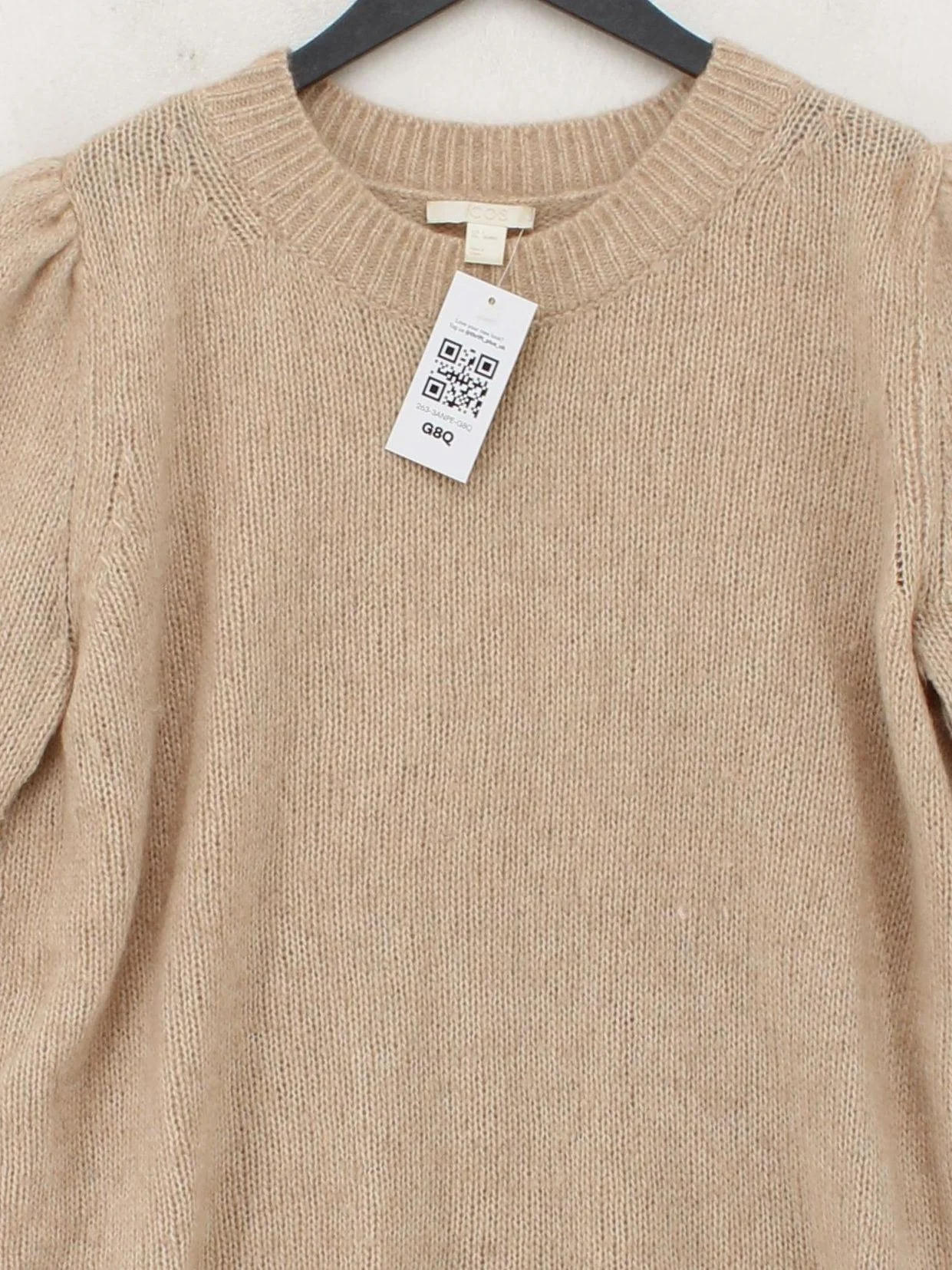 COS Women's Jumper S Cream Polyamide with Wool, Other Round Neck Pullover - Image 3