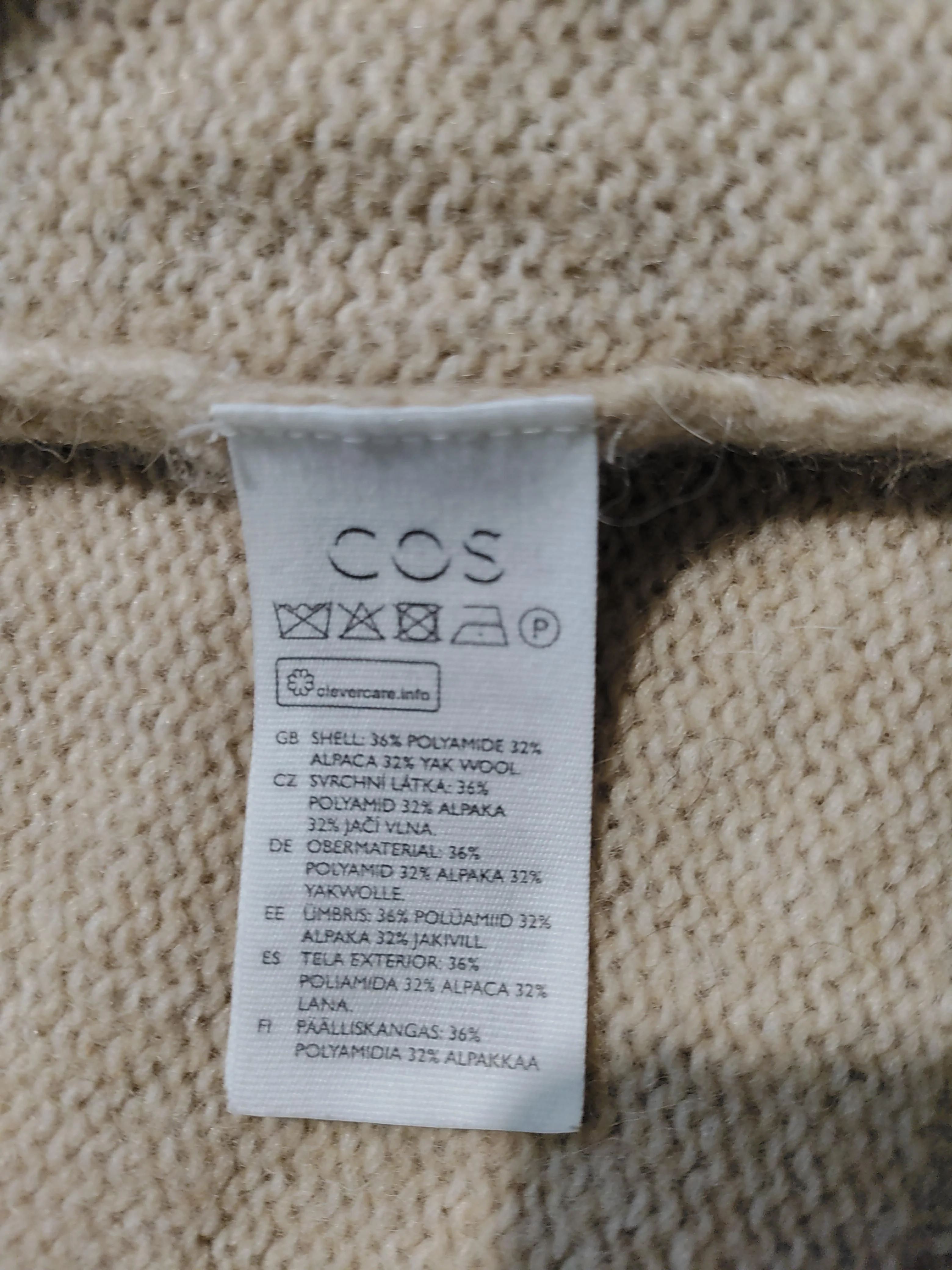 COS Women's Jumper S Cream Polyamide with Wool, Other Round Neck Pullover - Image 6