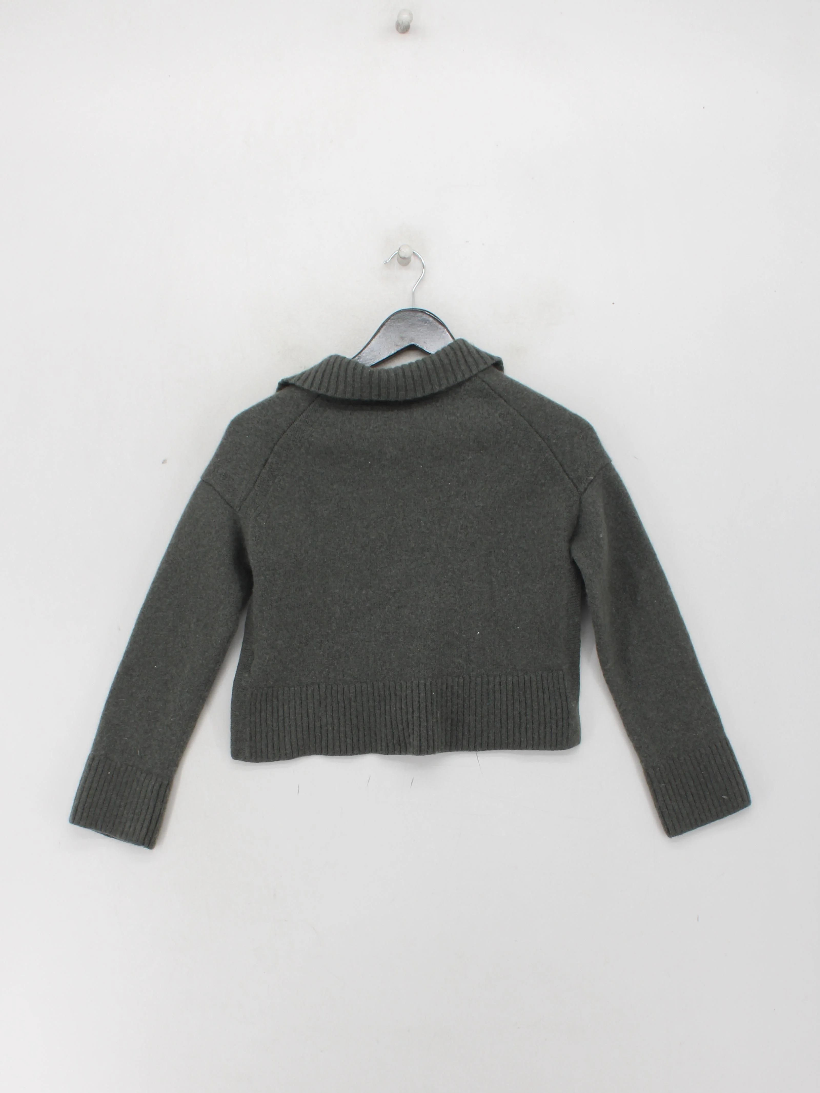 COS Women's Jumper S Green 100% Wool V-Neck Pullover - Image 2