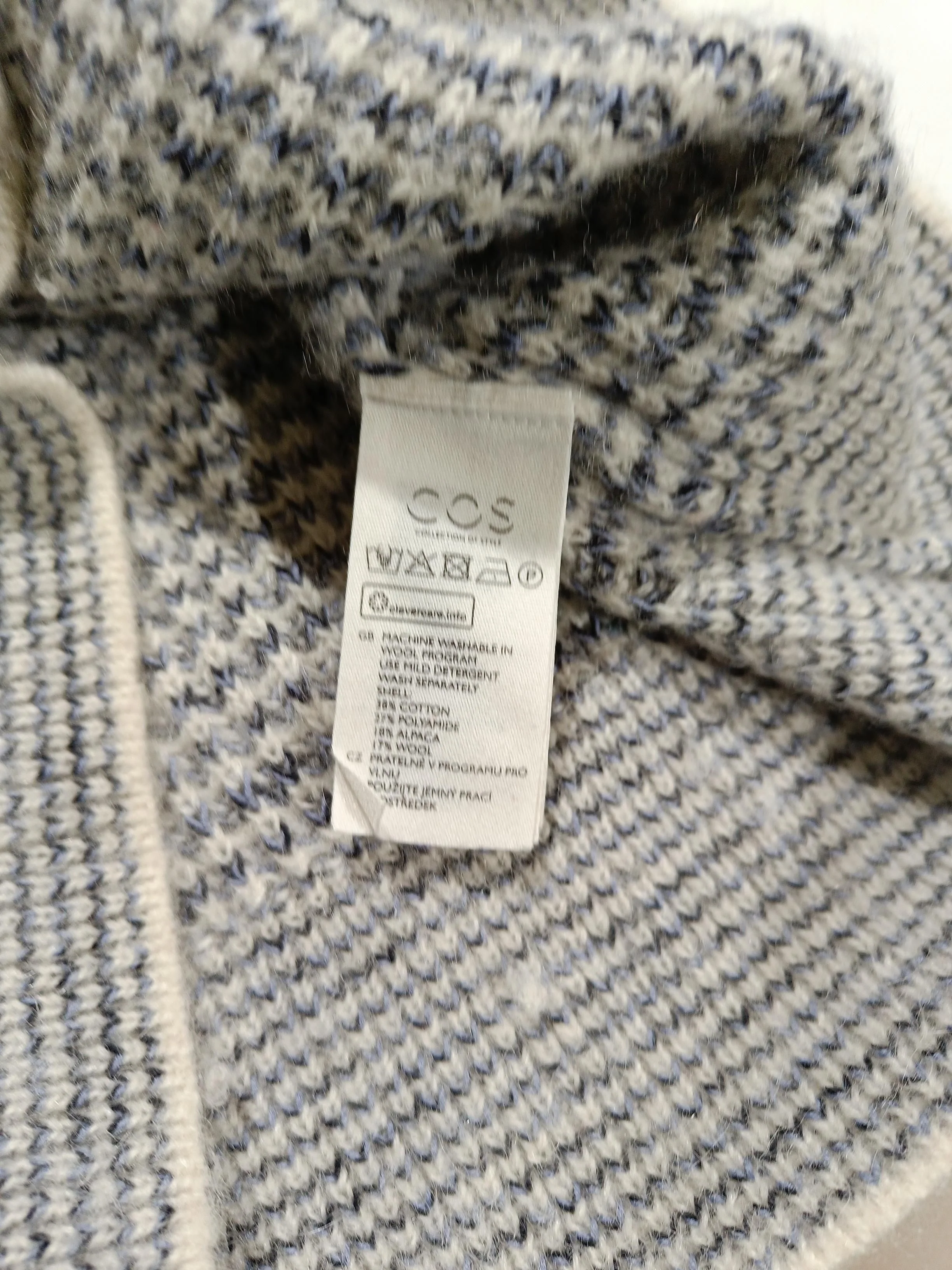COS Women's Jumper S Grey Cotton with Polyamide, Wool, Elastane Pullover - Image 6