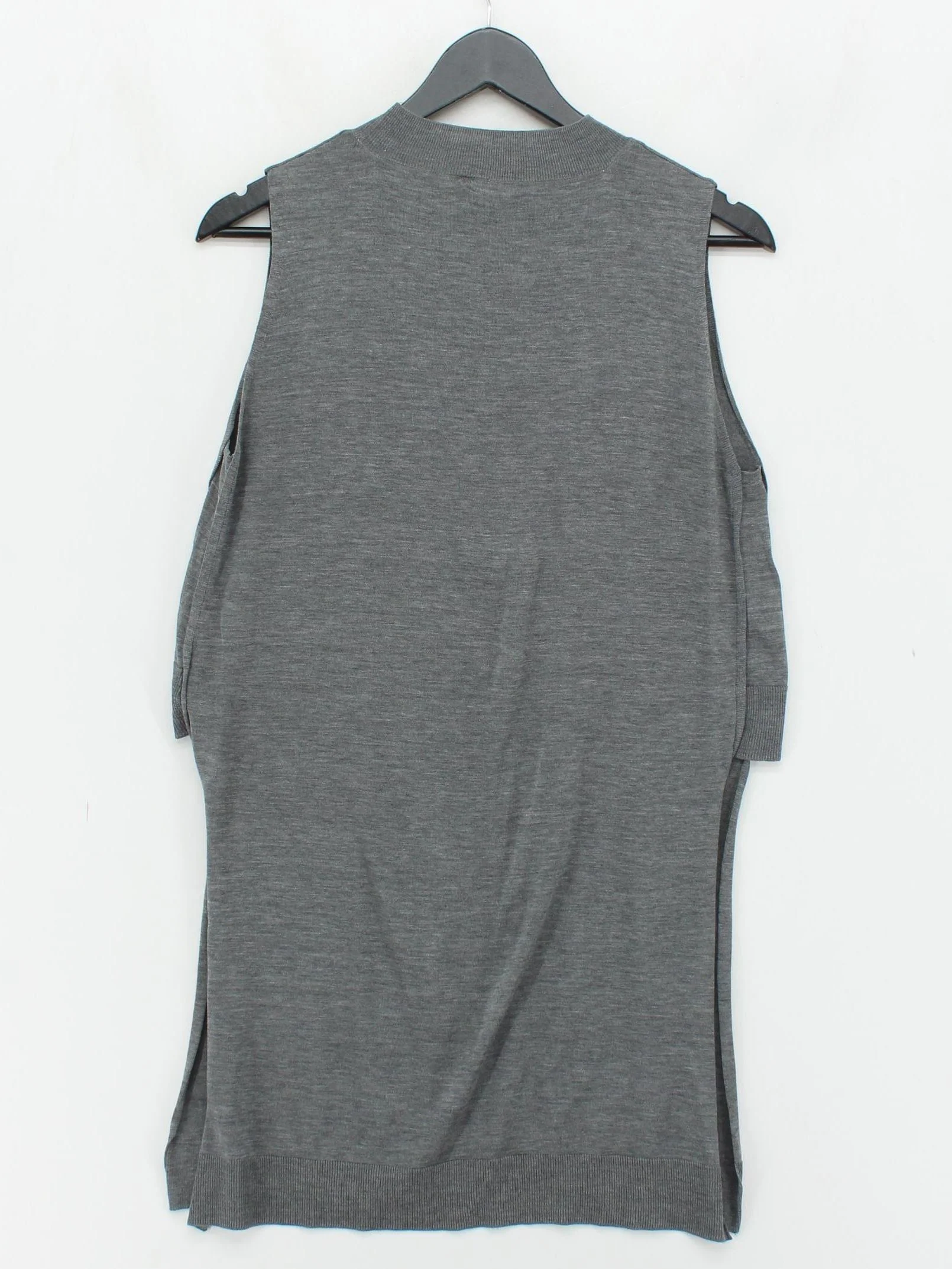 COS Women's Jumper S Grey Silk with Cotton Mock Neck Vest - Image 2