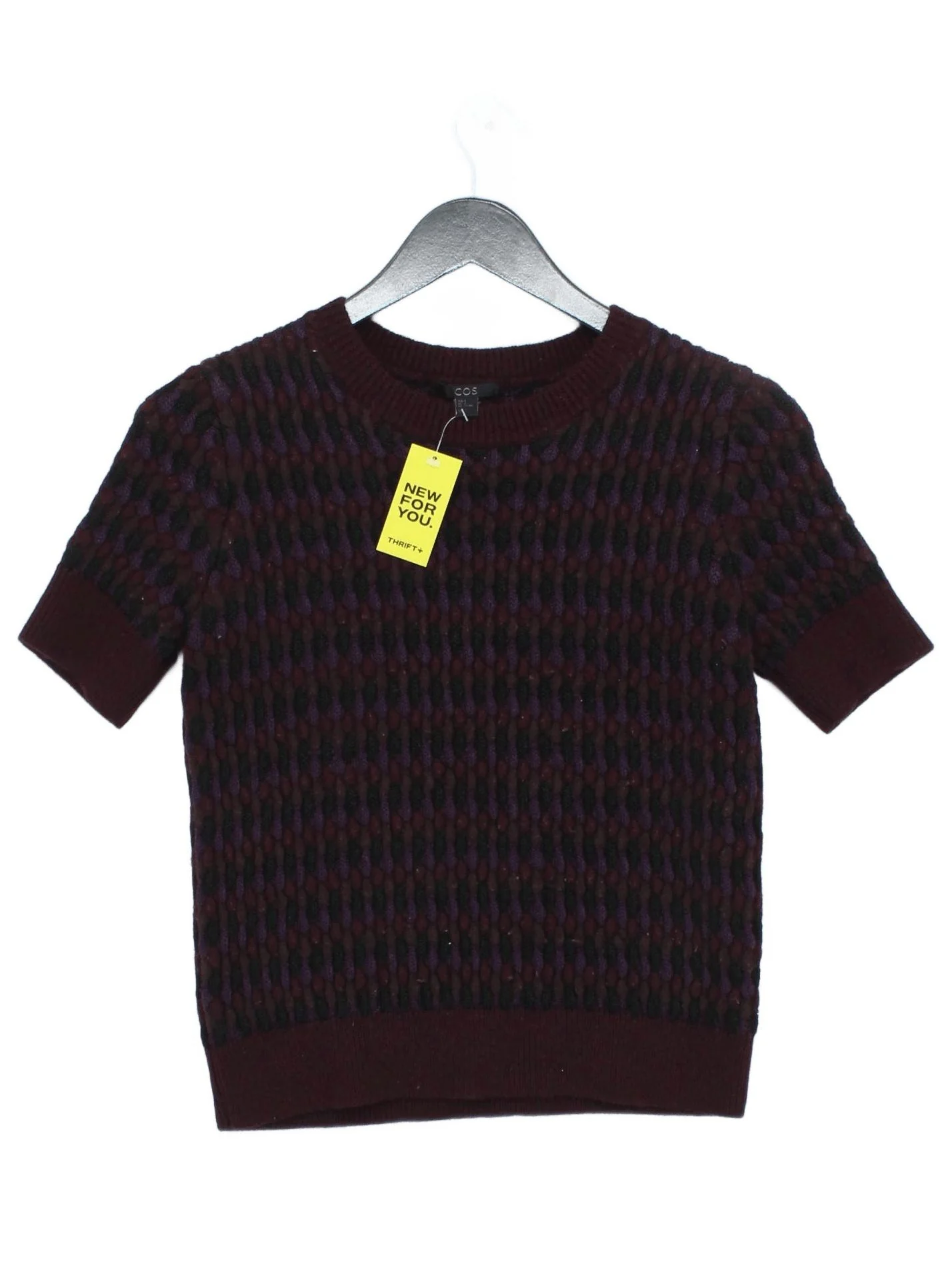 COS Women's Jumper S Multi Geometric Wool with Viscose Round Neck Pullover