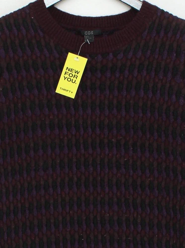 COS Women's Jumper S Multi Geometric Wool with Viscose Round Neck Pullover - Image 3
