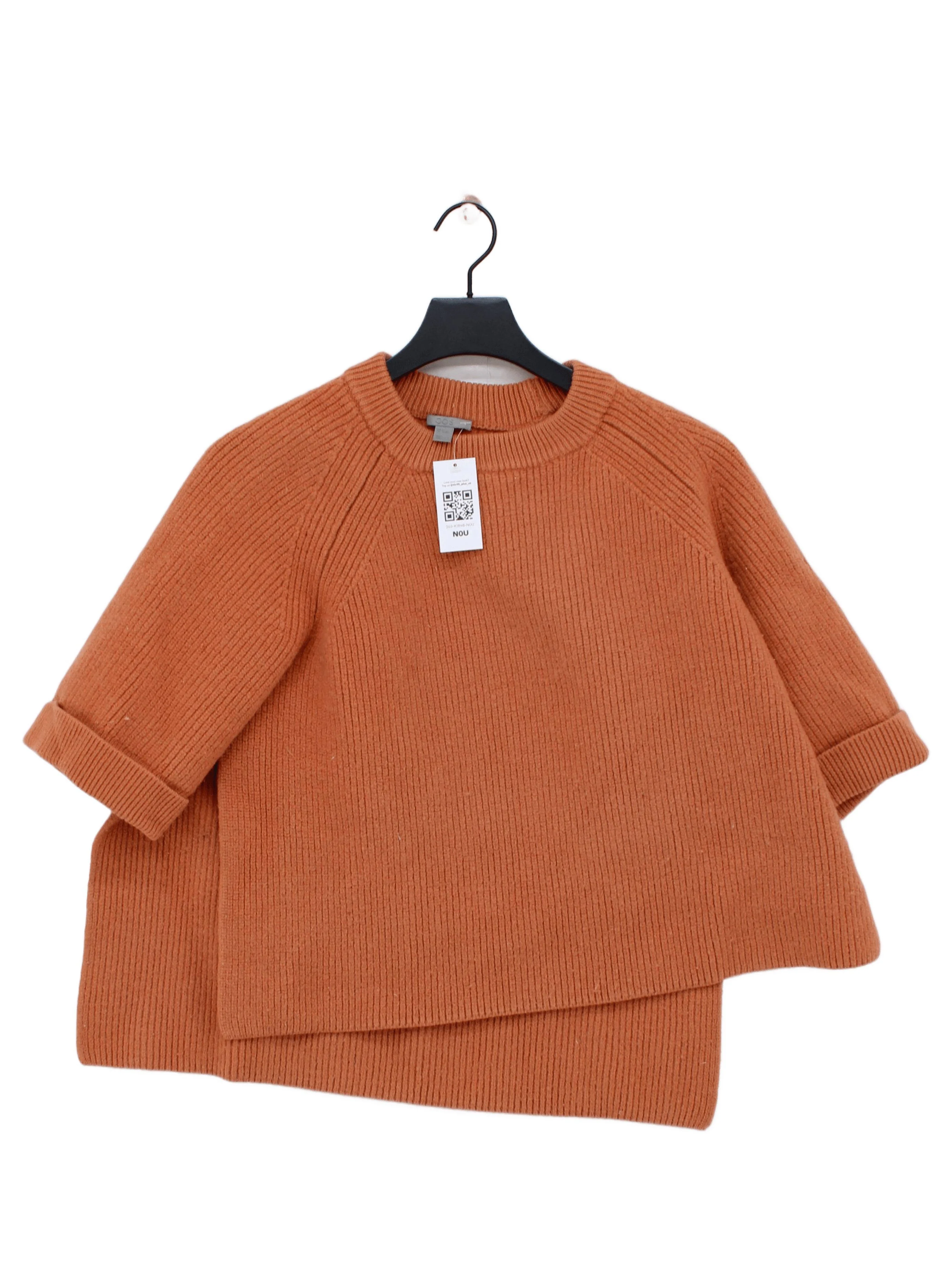 COS Women's Jumper S Tan 100% Wool Crew Neck Pullover