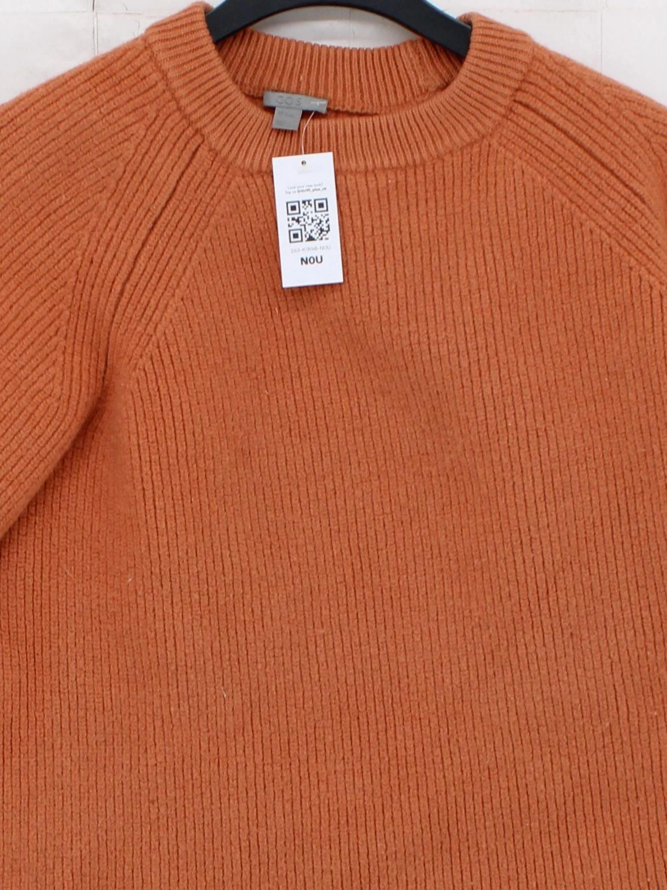 COS Women's Jumper S Tan 100% Wool Crew Neck Pullover - Image 3