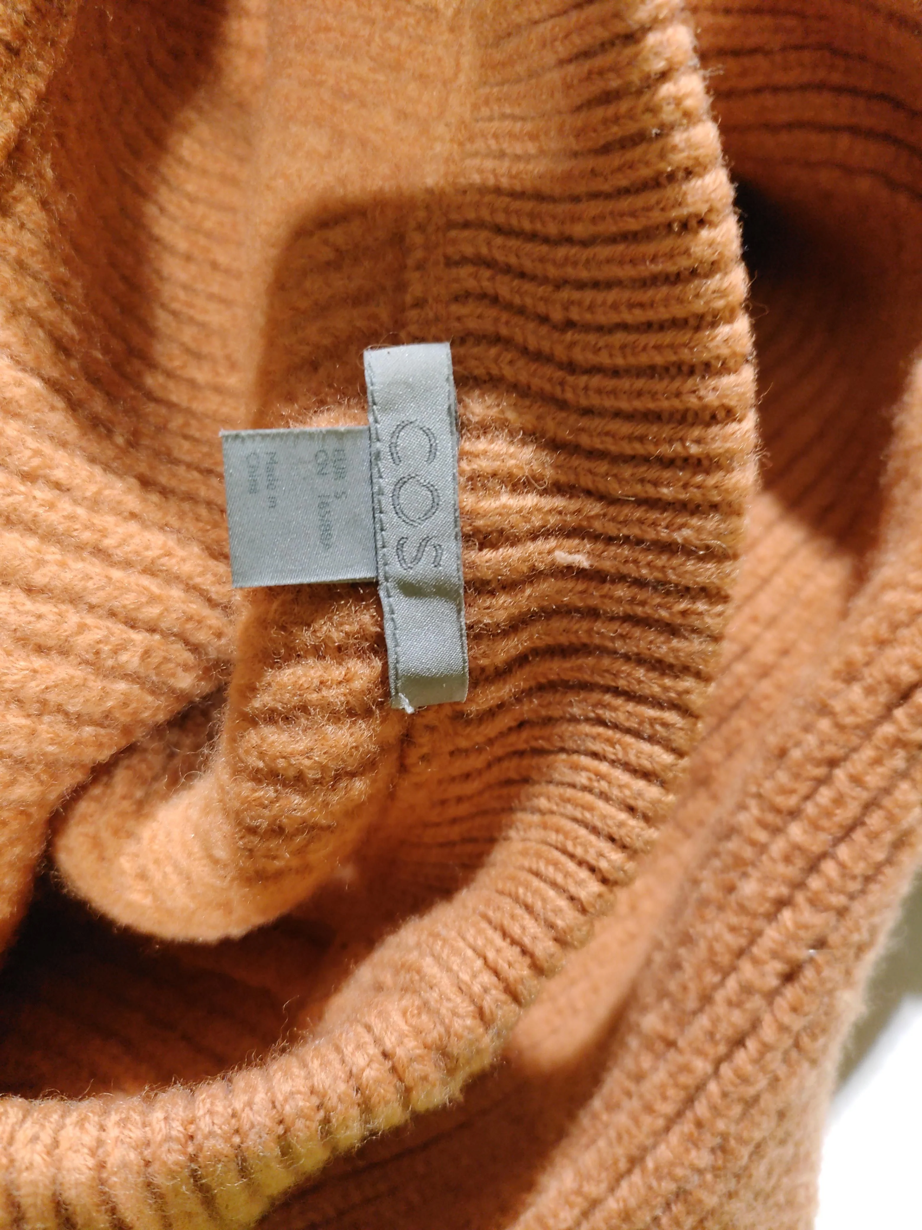 COS Women's Jumper S Tan 100% Wool Crew Neck Pullover - Image 6
