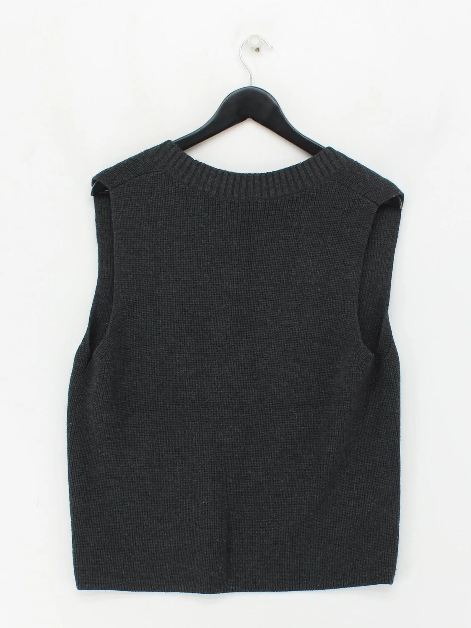 COS Women's Jumper UK 10 Grey 100% Wool V-Neck Vest - Image 2