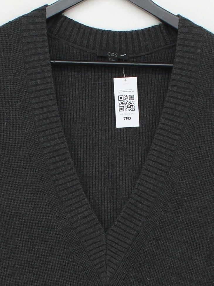 COS Women's Jumper UK 10 Grey 100% Wool V-Neck Vest - Image 3