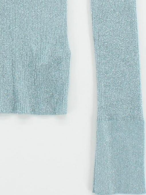 COS Women's Polo XS Blue Viscose with Other Long Sleeve Collared Basic - Image 4