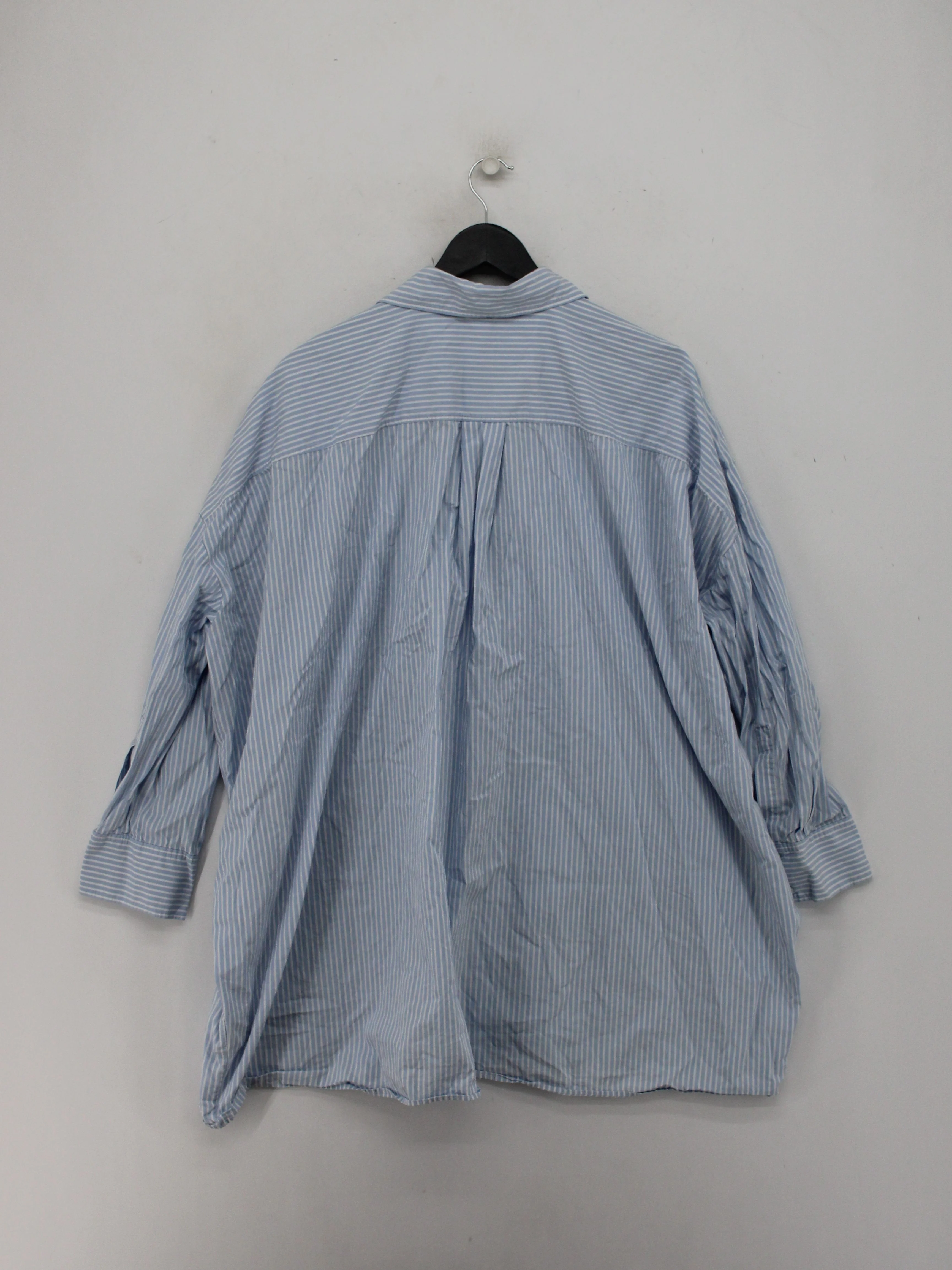 COS Women's Shirt M Blue Striped 100% Cotton Long Sleeve Collared Basic - Image 2