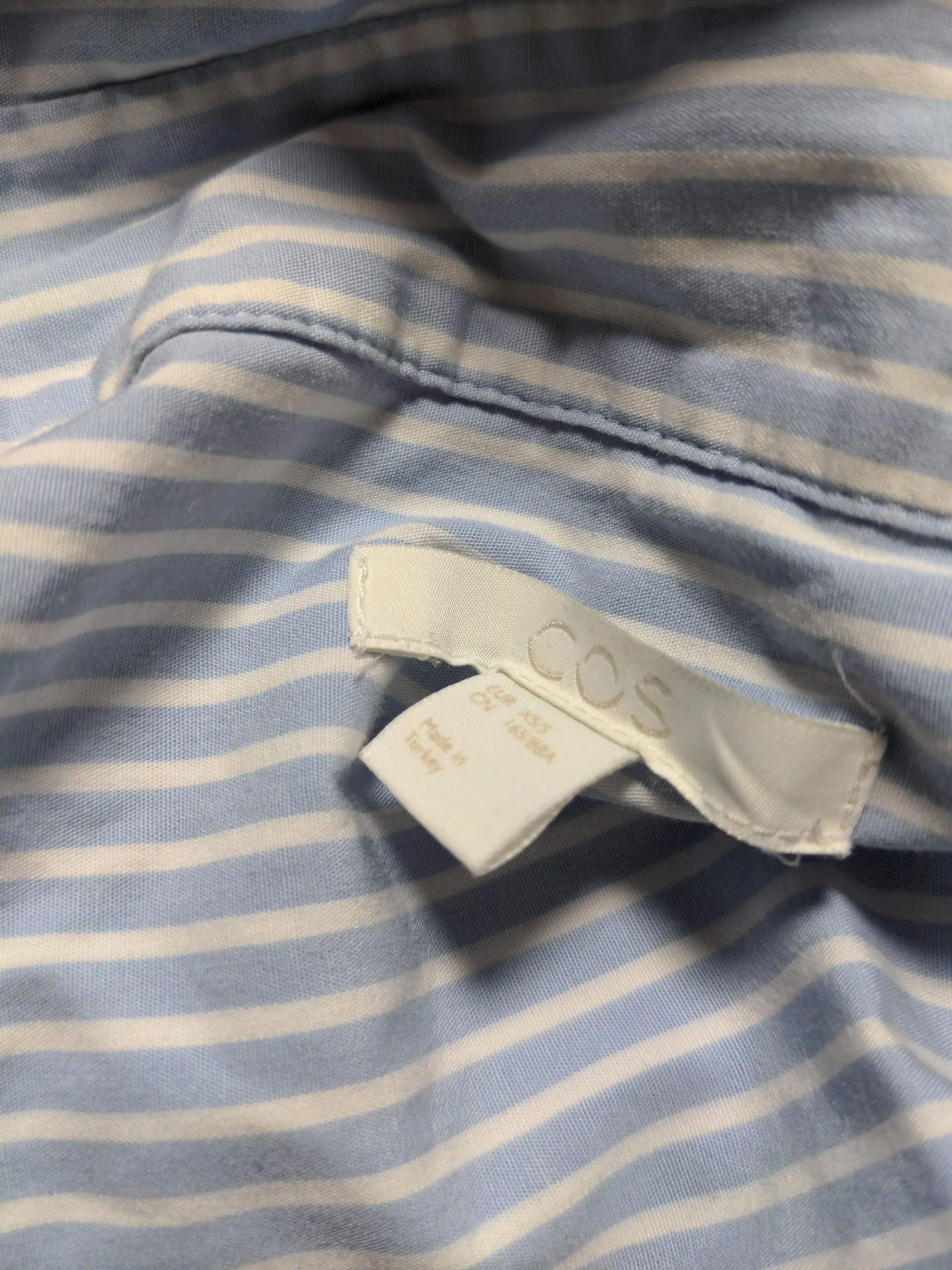 COS Women's Shirt M Blue Striped 100% Cotton Long Sleeve Collared Basic - Image 5