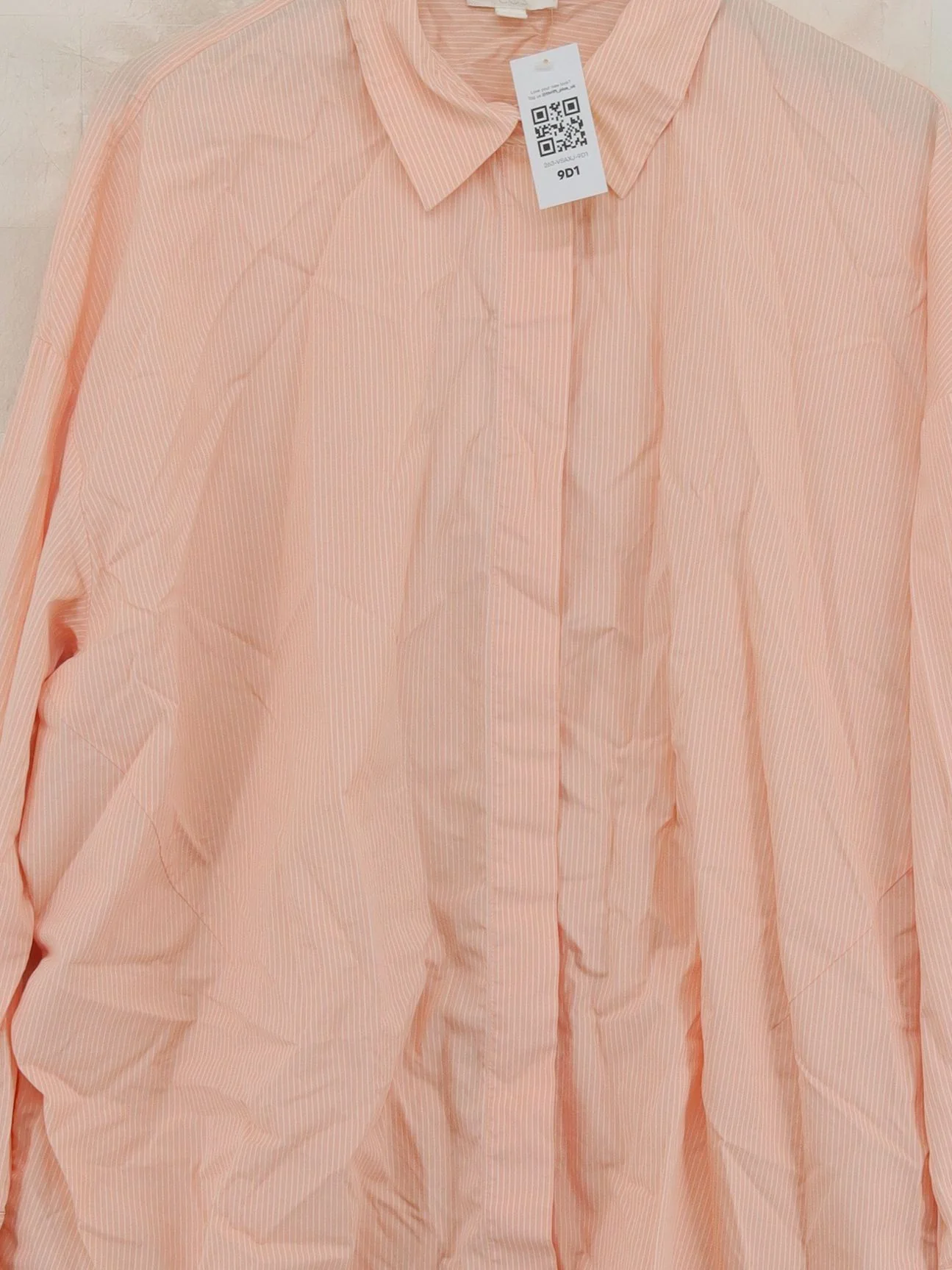 COS Women's Shirt M Pink Striped 100% Cotton Long Sleeve Collared Basic - Image 3