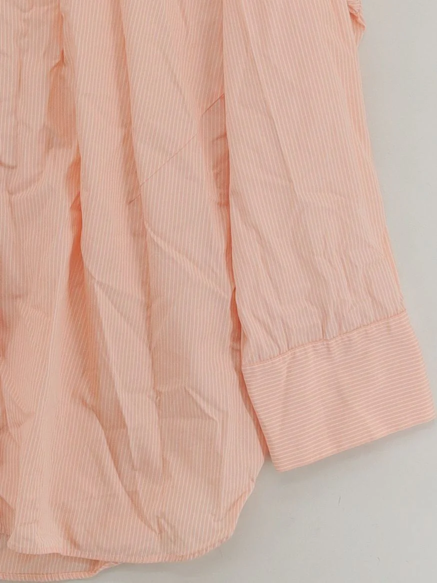 COS Women's Shirt M Pink Striped 100% Cotton Long Sleeve Collared Basic - Image 4