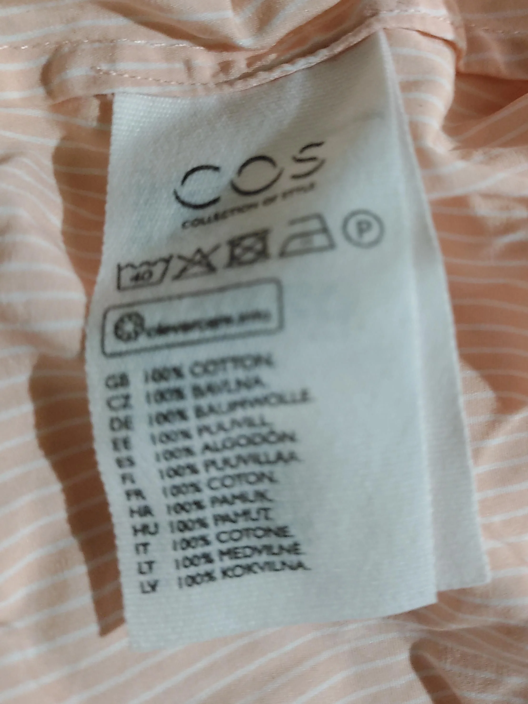 COS Women's Shirt M Pink Striped 100% Cotton Long Sleeve Collared Basic - Image 6