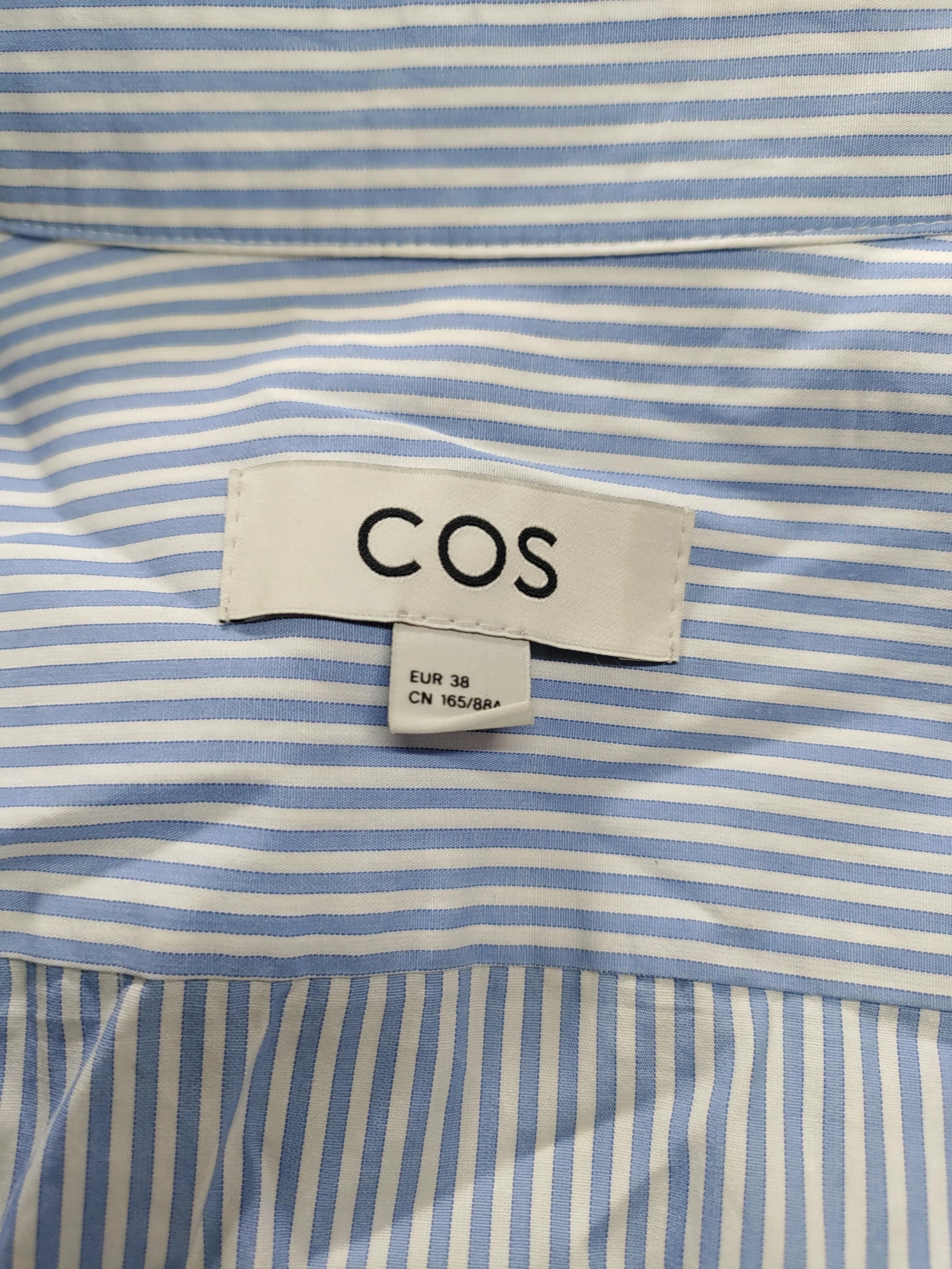 COS Women's Shirt UK 10 Blue Striped 100% Cotton Long Sleeve Collared Basic - Image 5
