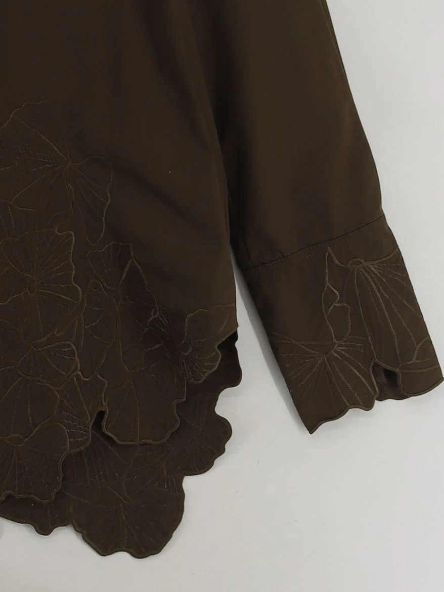 COS Women's Shirt UK 12 Brown 100% Cotton Long Sleeve Collared Basic - Image 4