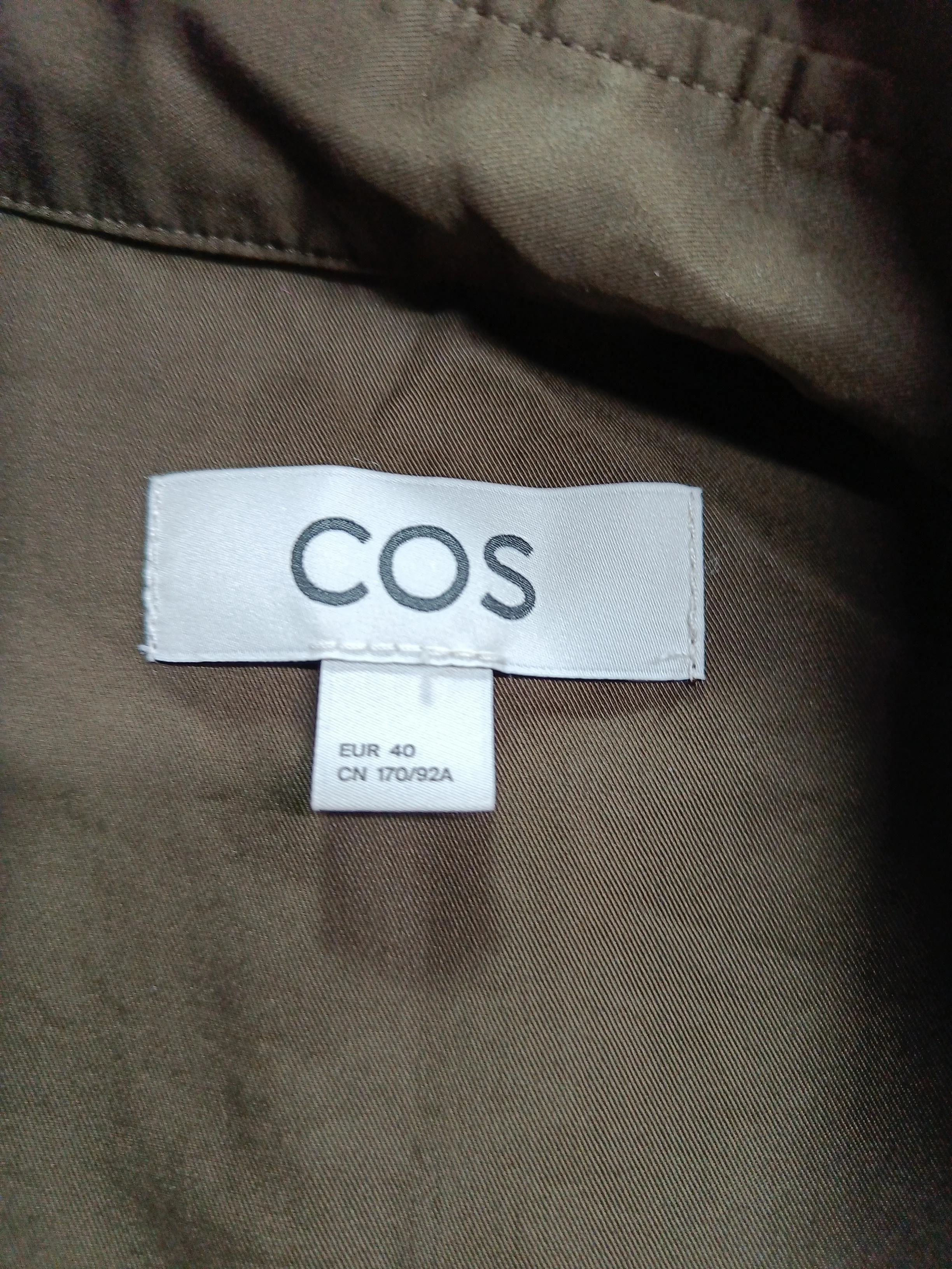 COS Women's Shirt UK 12 Brown 100% Cotton Long Sleeve Collared Basic - Image 5