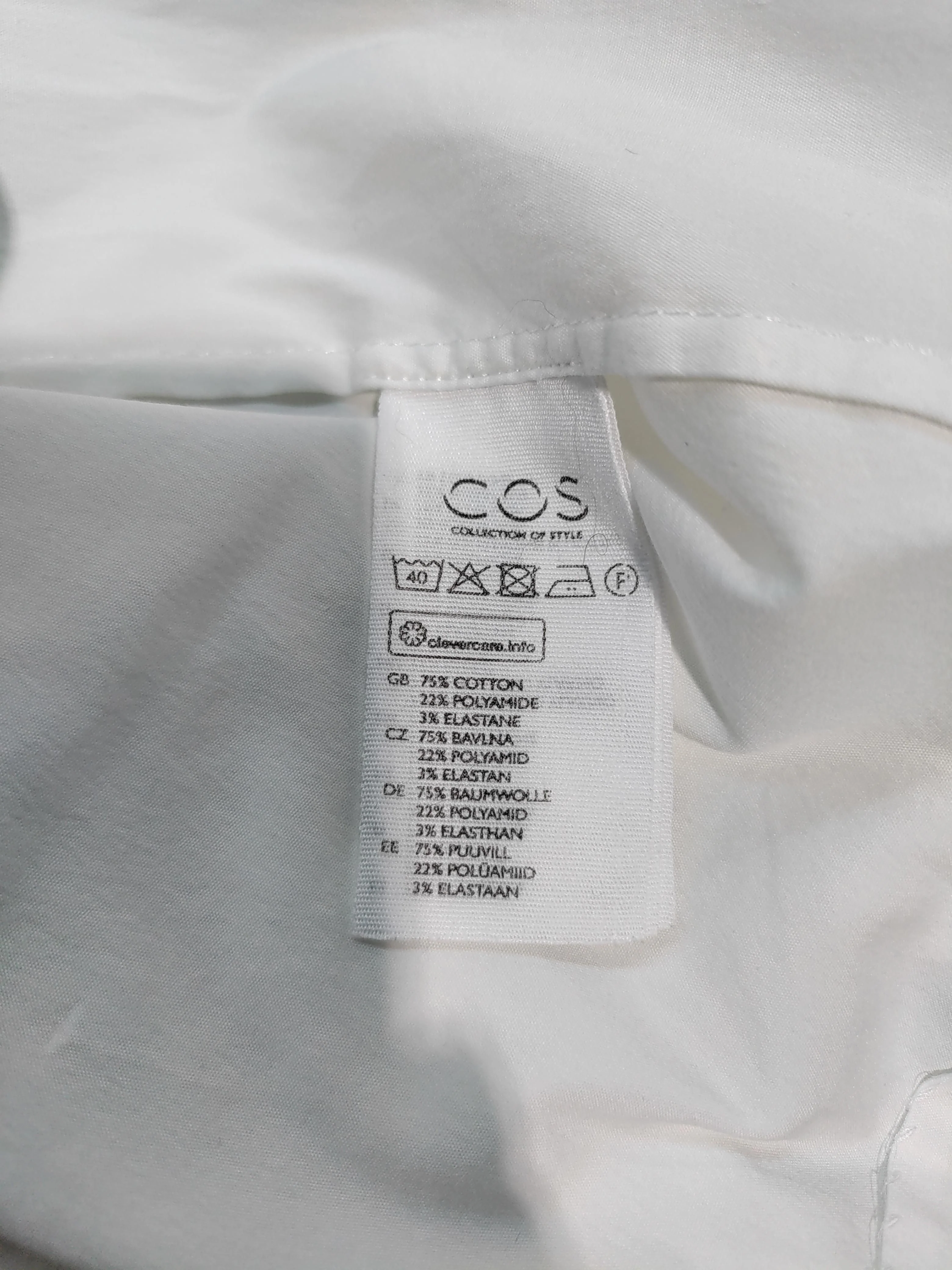 COS Women's Shirt UK 14 White Cotton with Polyamide, Elastane Basic - Image 6