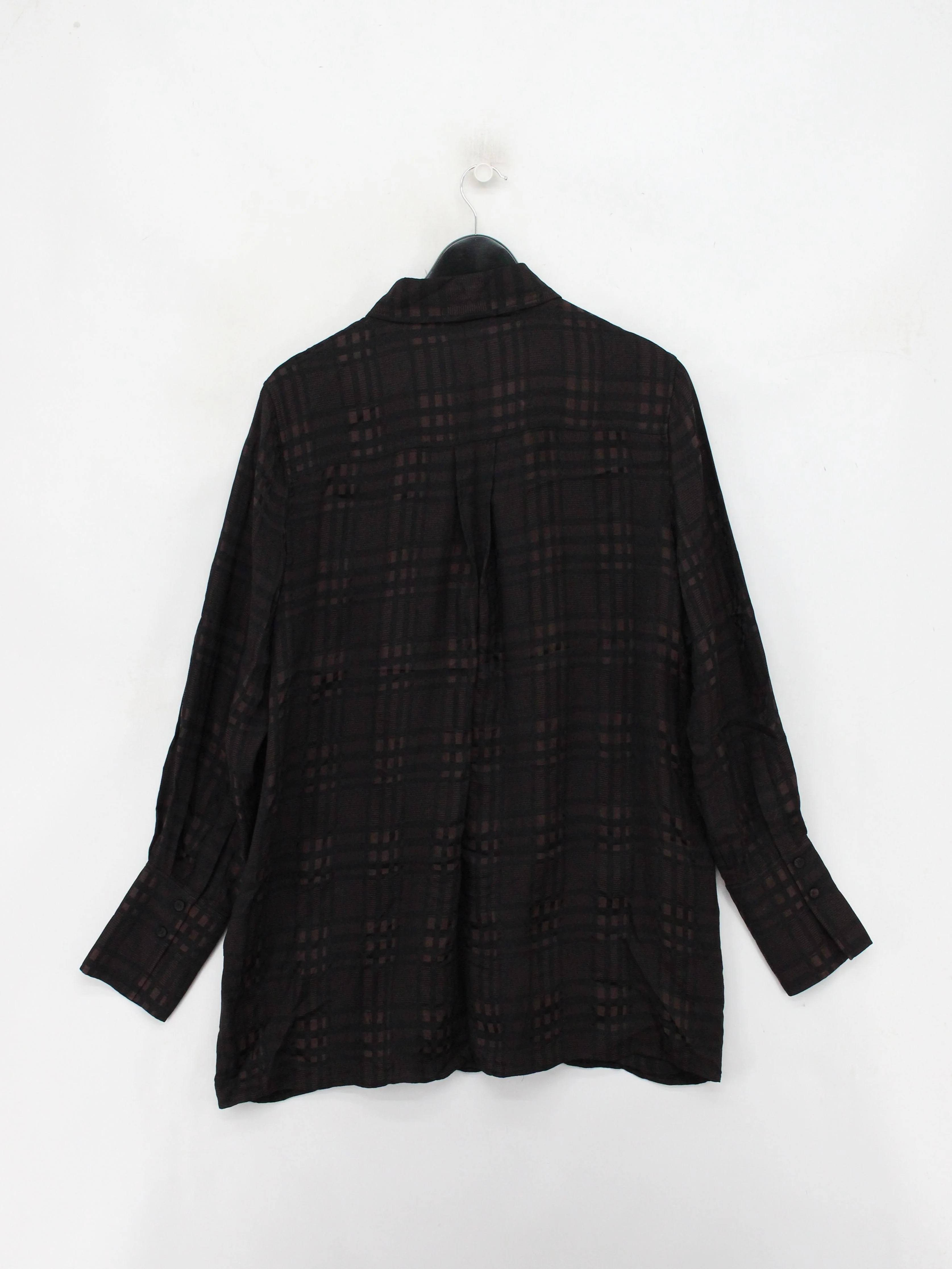 COS Women's Shirt UK 16 Black Checkered 100% Other Long Sleeve Collared Basic - Image 2