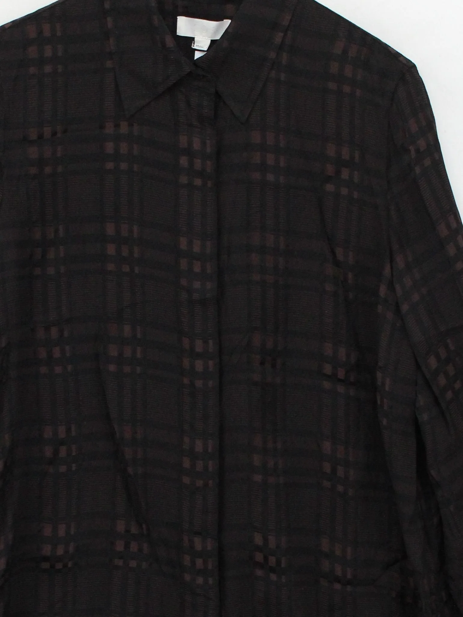 COS Women's Shirt UK 16 Black Checkered 100% Other Long Sleeve Collared Basic - Image 3
