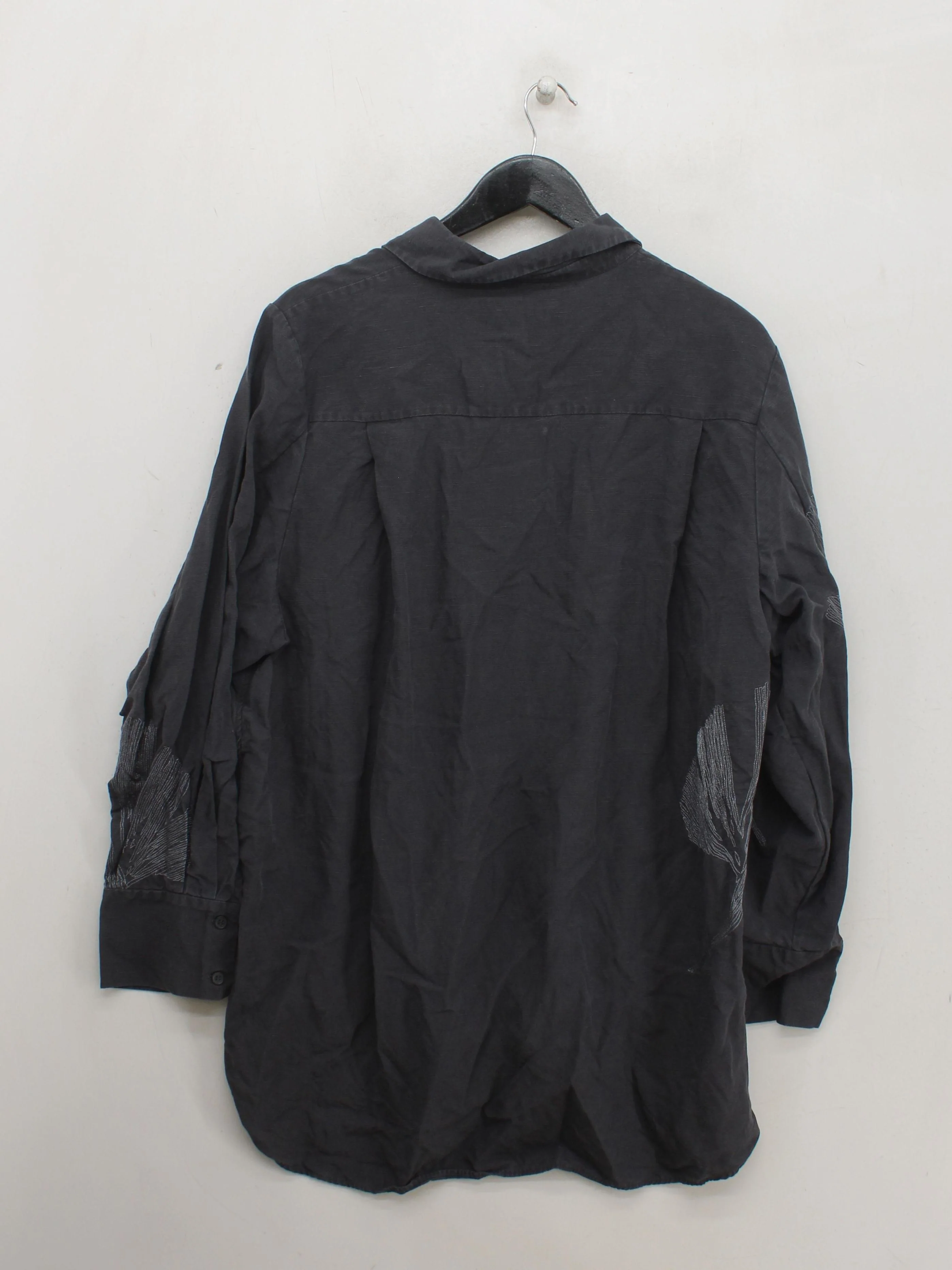COS Women's Shirt UK 16 Grey Lyocell Modal with Linen, Polyester Basic - Image 2