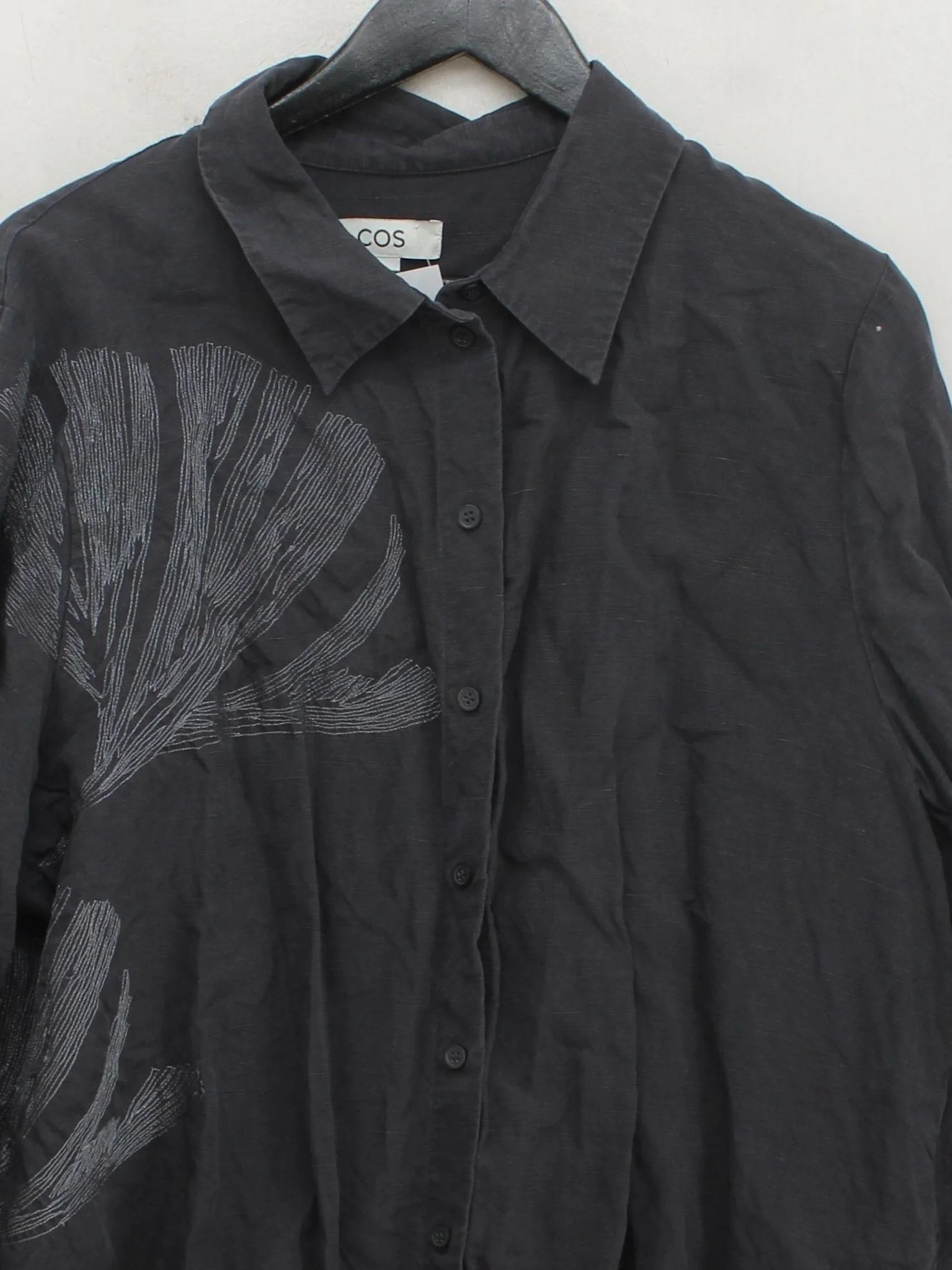 COS Women's Shirt UK 16 Grey Lyocell Modal with Linen, Polyester Basic - Image 3