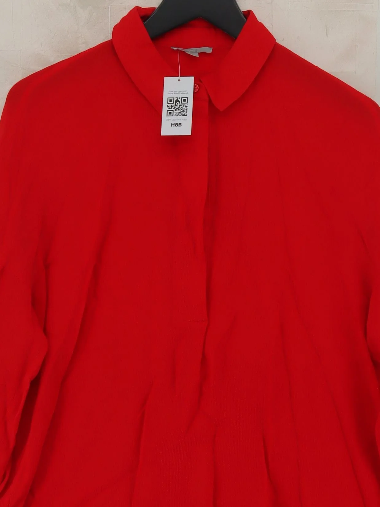COS Women's Shirt XS Red 100% Rayon Long Sleeve Collared Basic - Image 3