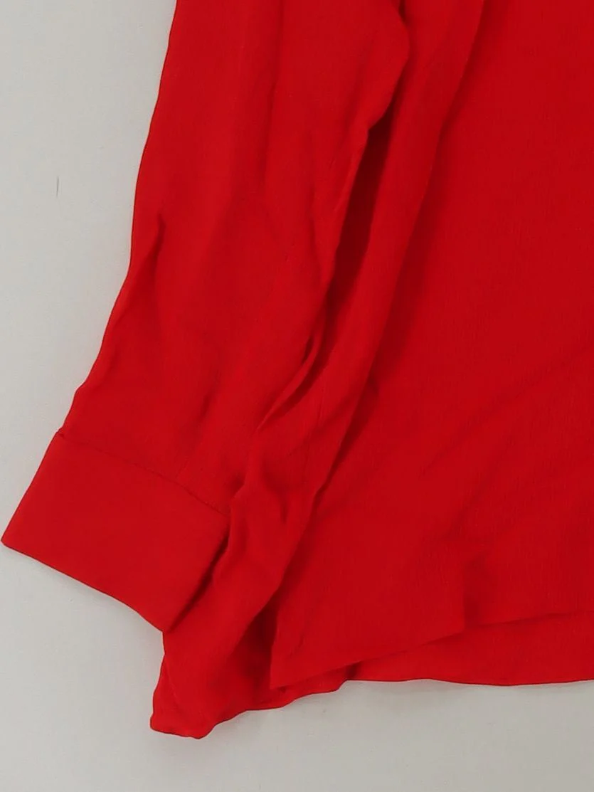 COS Women's Shirt XS Red 100% Rayon Long Sleeve Collared Basic - Image 4