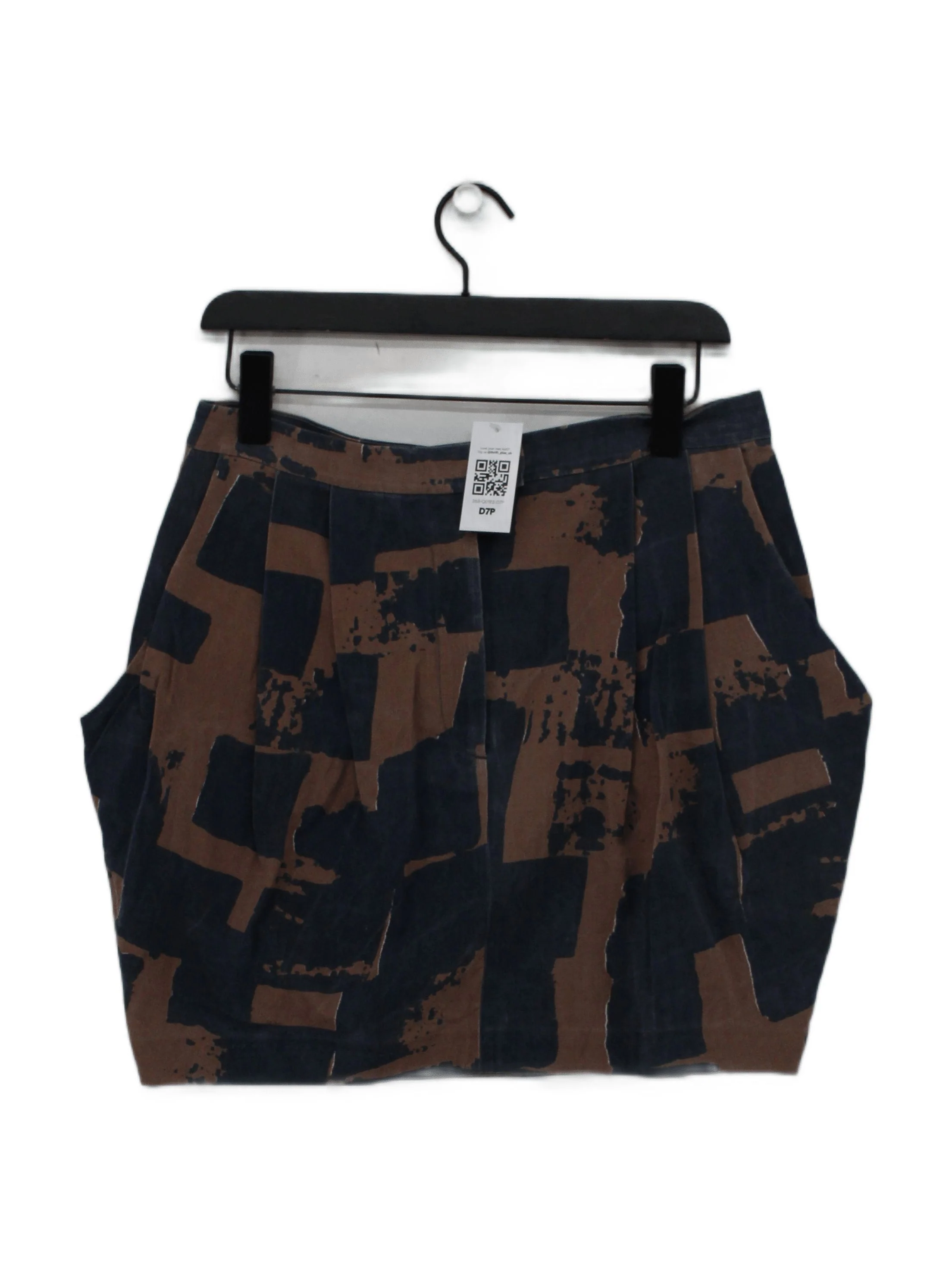 COS Women's Shorts UK 12 Blue Geometric Wool with Viscose Mom