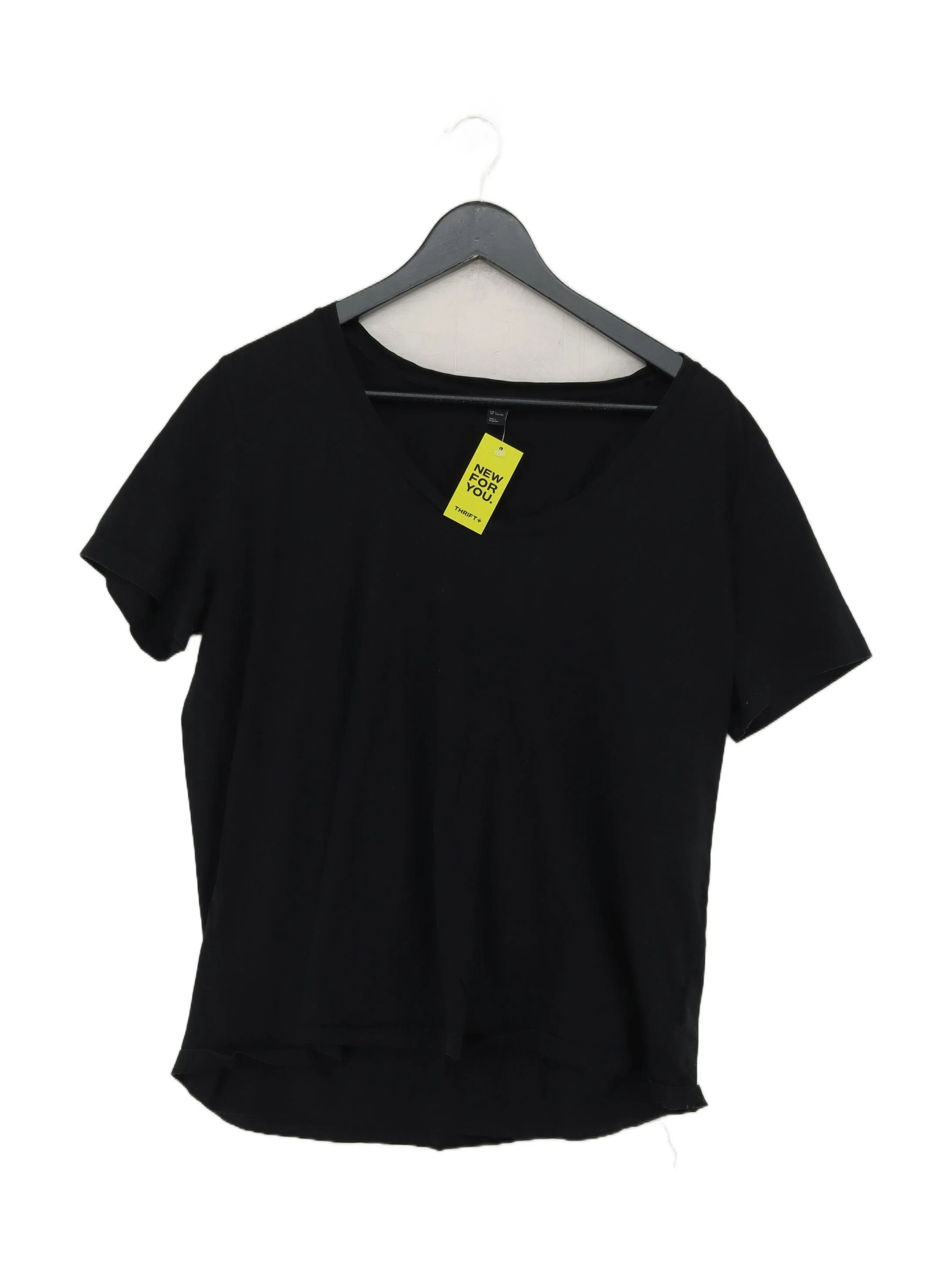 COS Women's T-Shirt L Black 100% Cotton Short Sleeve Round Neck Basic