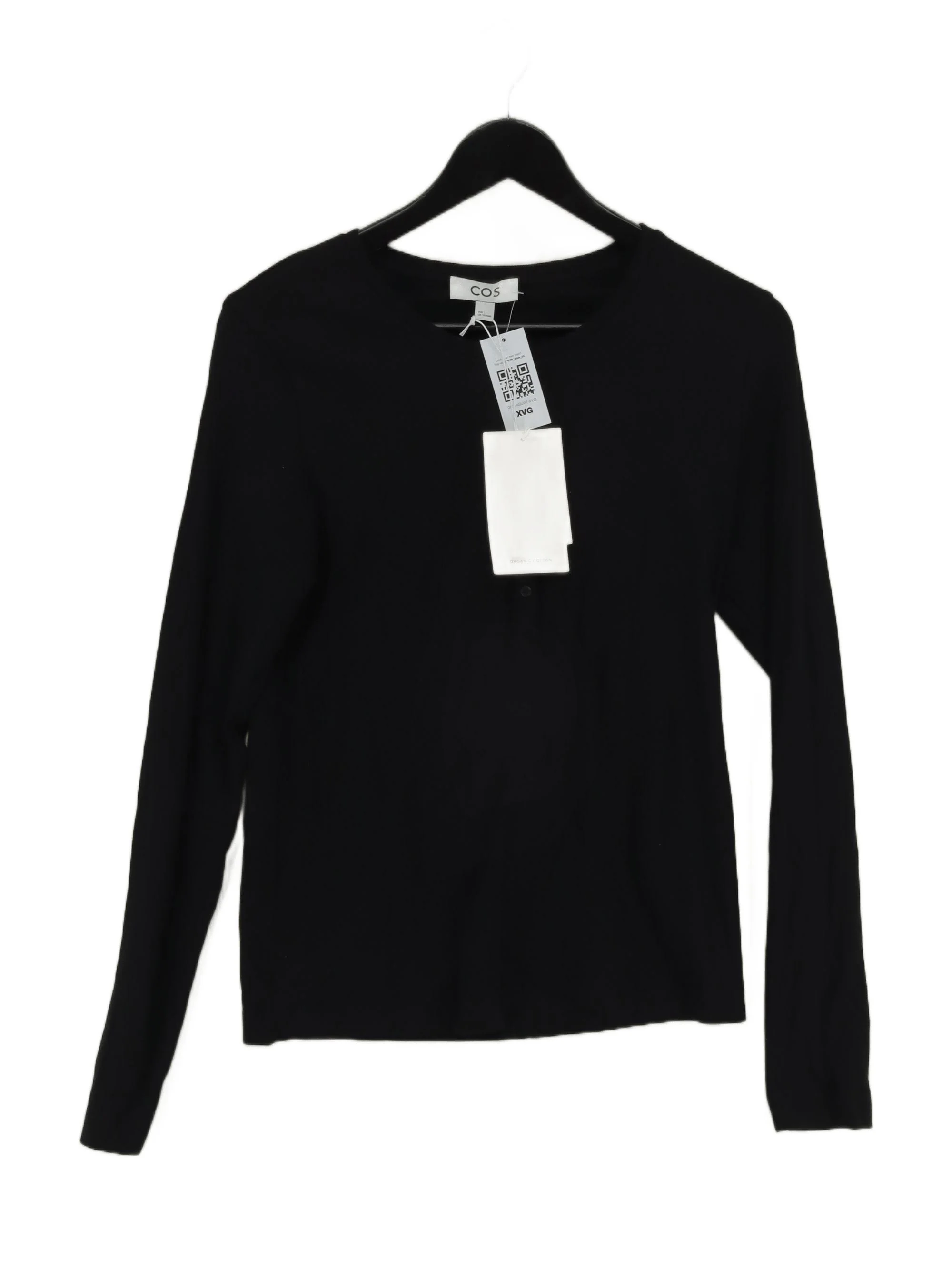 COS Women's T-Shirt L Black Cotton with Elastane Basic New with tags